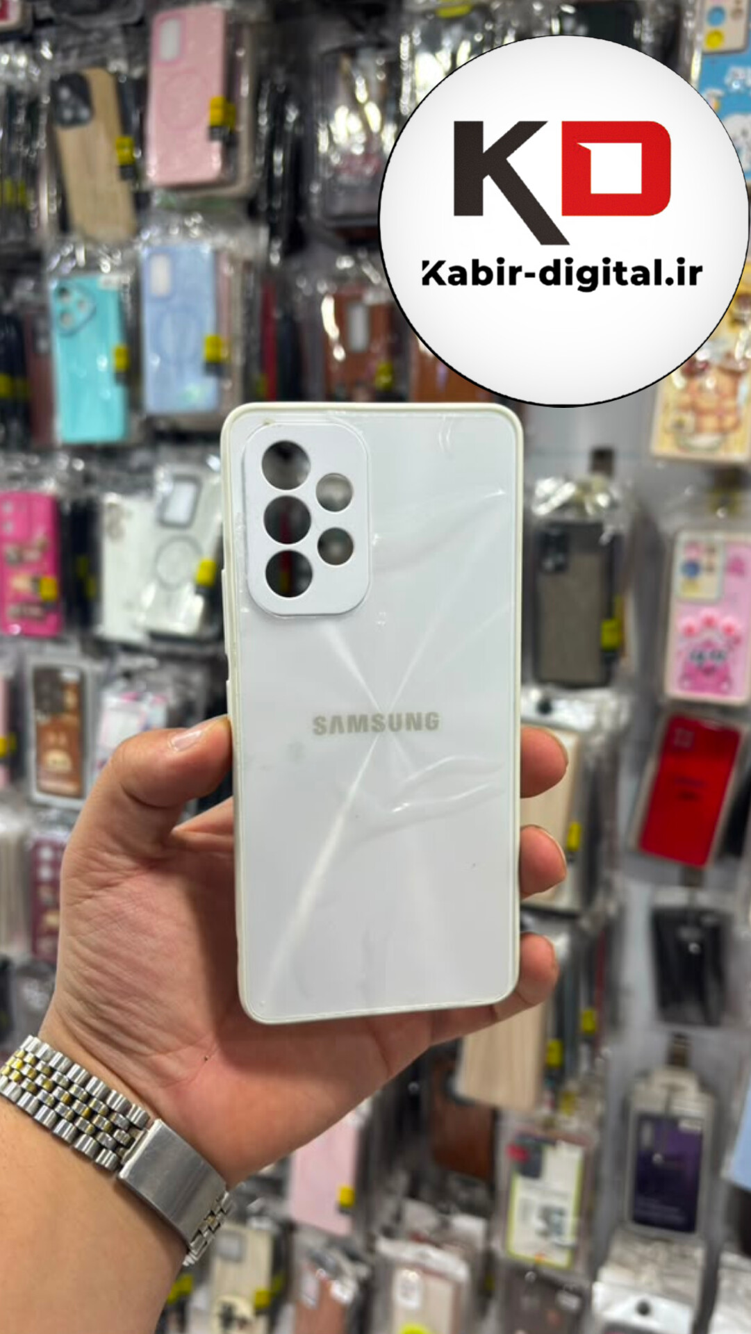 قاب گوشی Galaxy A53 سامسونگ پشت گلس شیشه ای محافظ لنز دار لیزری محافظ لنزدار سفید
