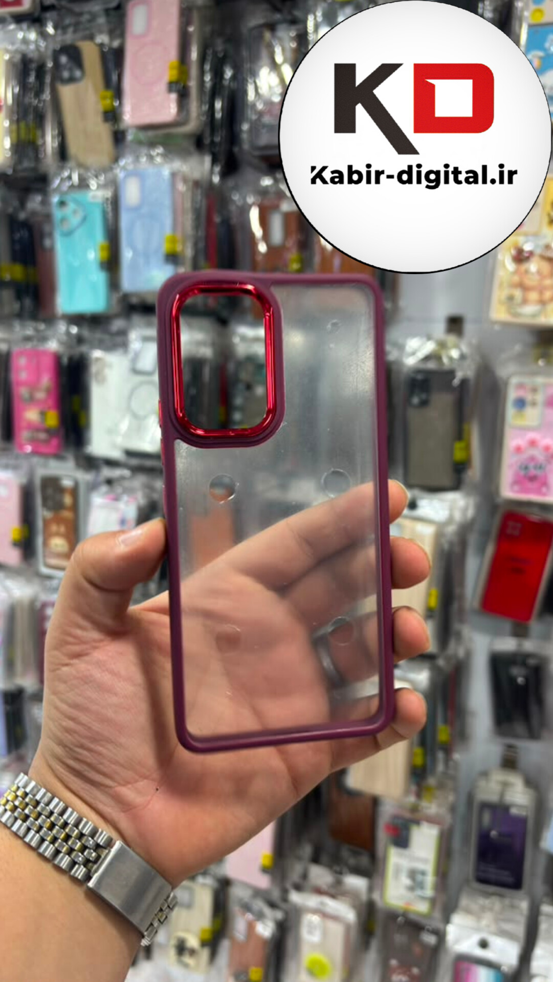 قاب گوشی Galaxy A53 سامسونگ اورجینال متال کیس Metal طرح پشت طلق شفاف دور سیلیکونی