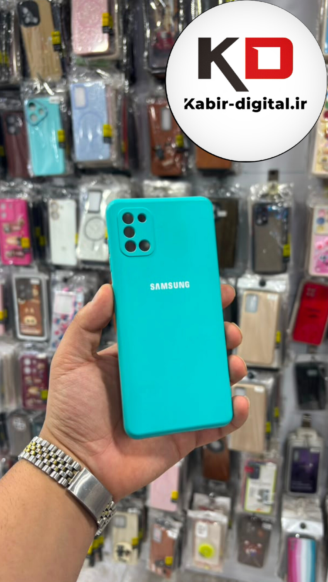قاب گوشی Galaxy A31 سامسونگ سیلیکونی درجه یک داخل پارچه محافظ لنزدار آبی فیروزه ایی