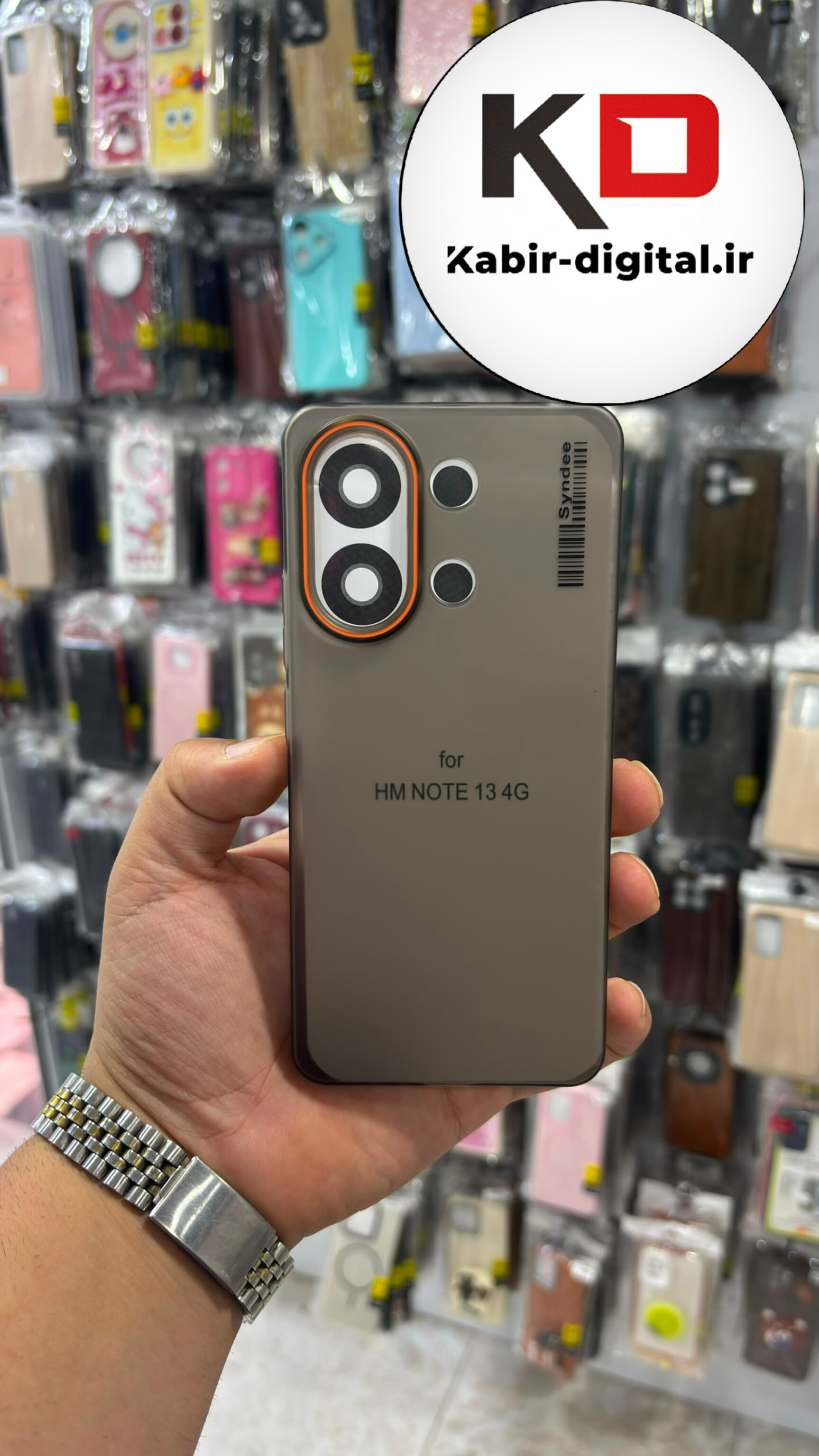قاب گوشی Redmi Note 13 شیائومی Syndee مات طرح اسپرت لنز برجسته نارنجی