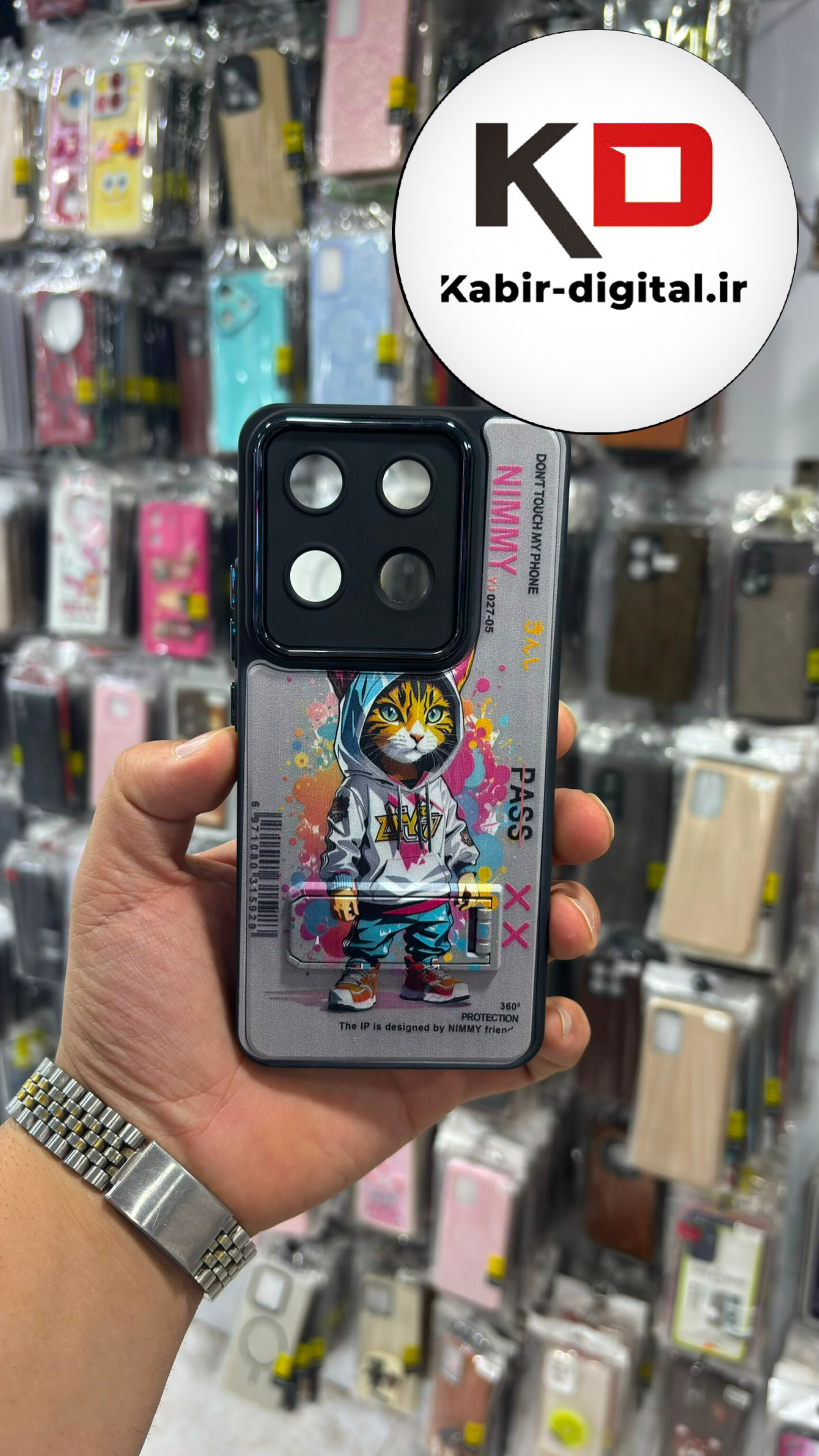 قاب گوشی Redmi Note 13 شیائومی  سیلیکونی Solid Case لنز متال استندشو محافظ لنزدار طرح گربه