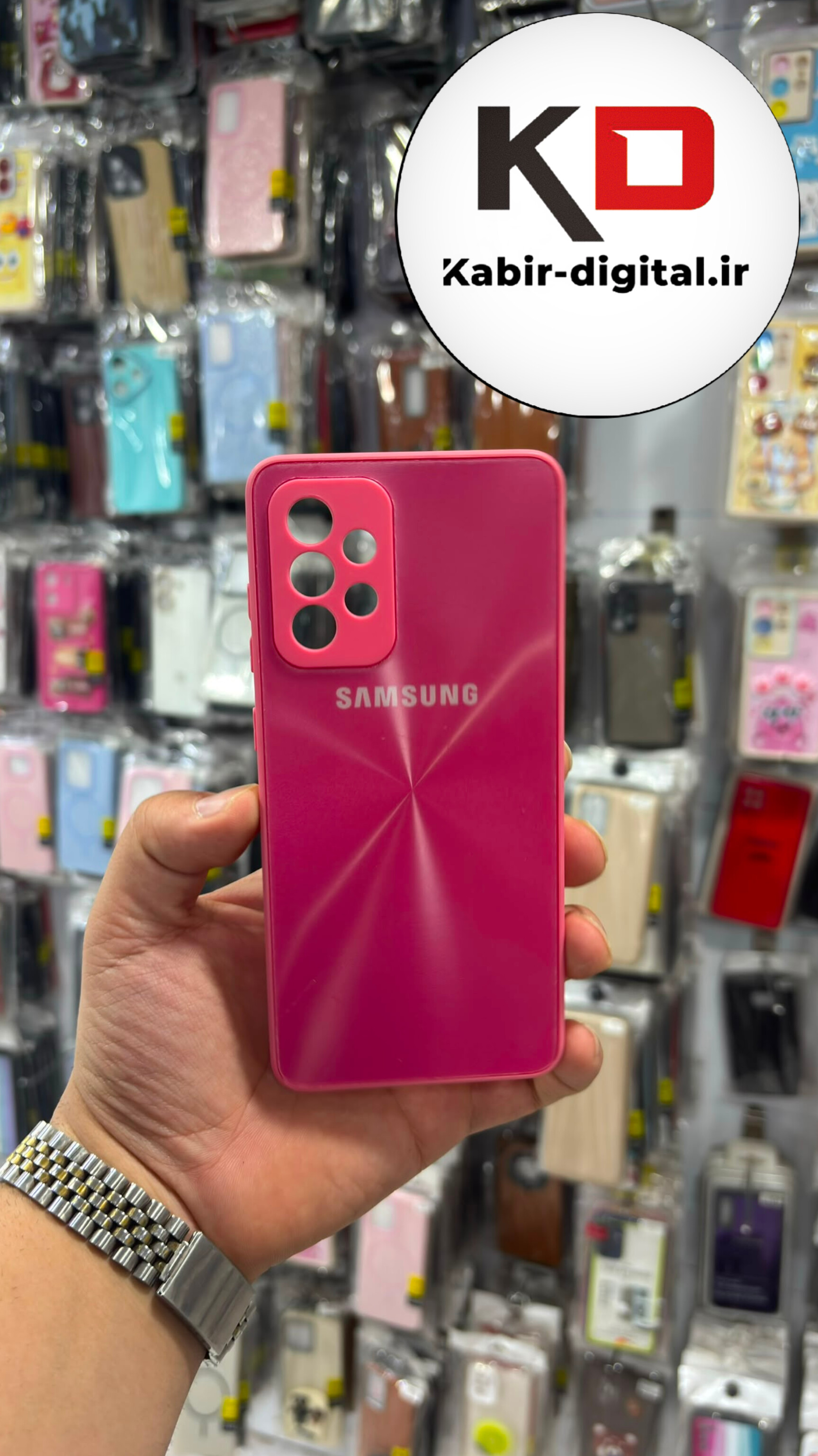قاب گوشی Galaxy A52s / A52 سامسونگ پشت گلس شیشه ای محافظ لنز دار لیزری محافظ لنزدار صورتی