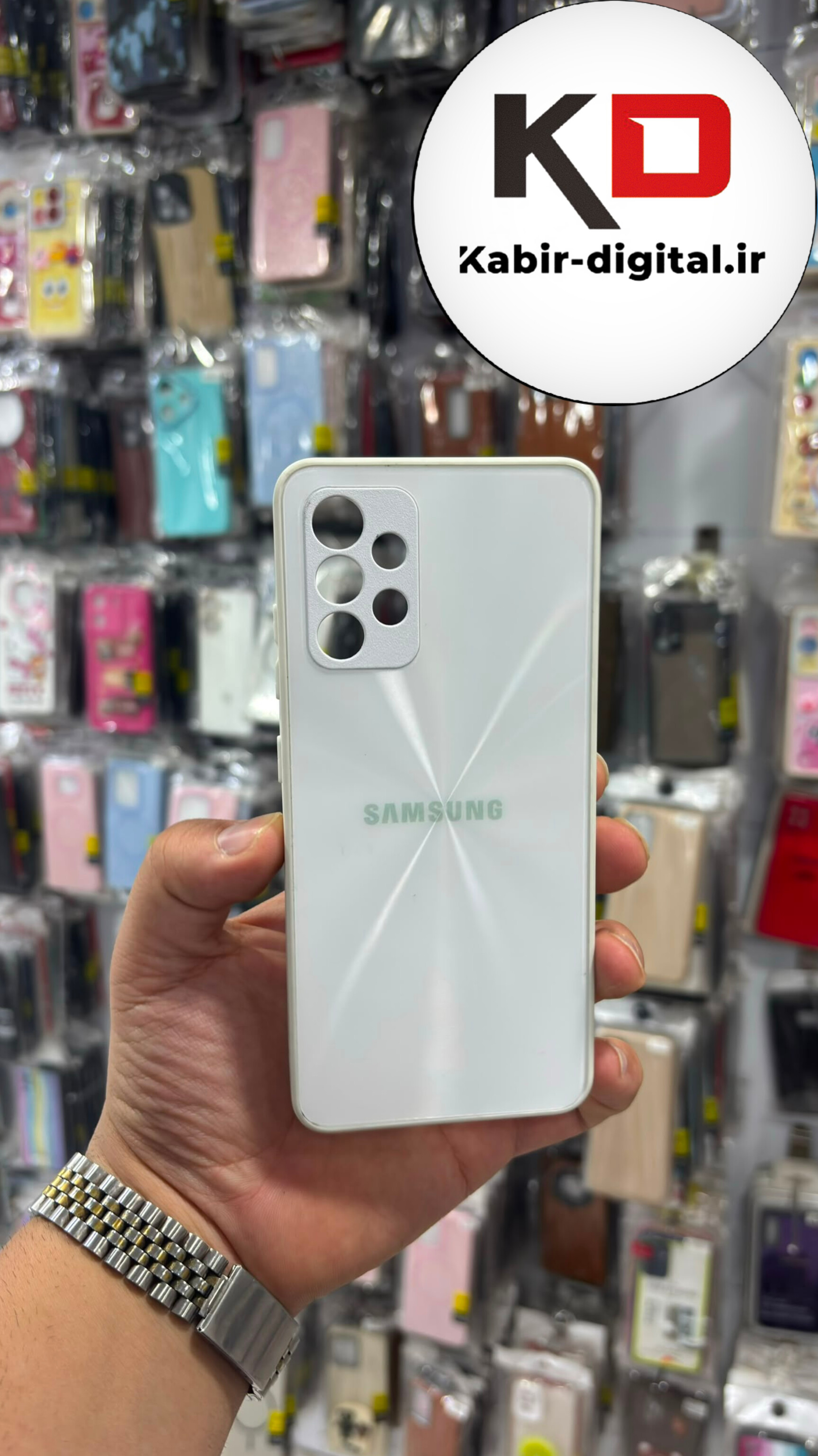 قاب گوشی Galaxy A52s / A52 سامسونگ پشت گلس شیشه ای محافظ لنز دار لیزری محافظ لنزدار سفید