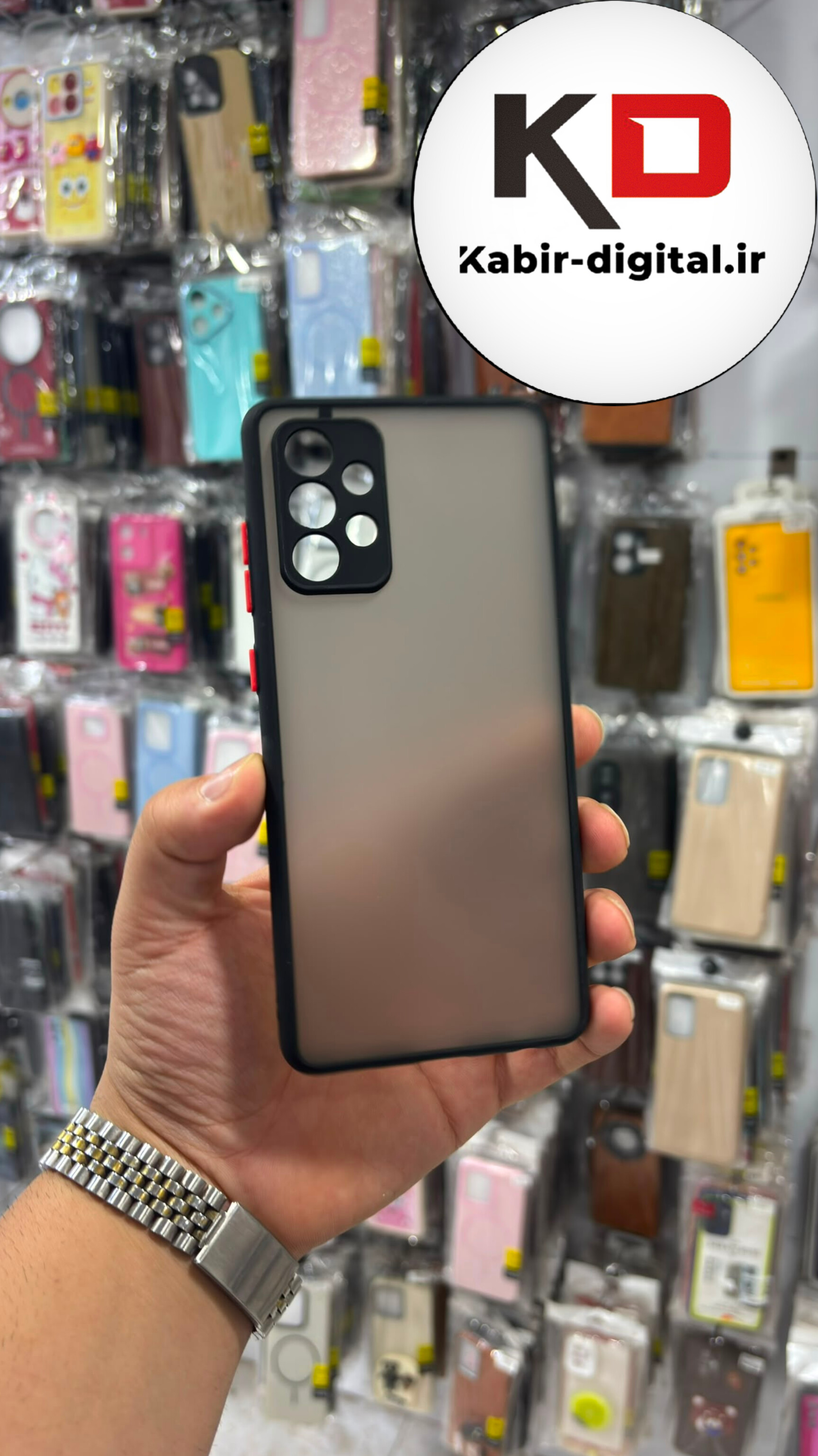 قاب گوشی Galaxy A73 سامسونگ پشت مات دور رنگی سیلیکونی محافظ لنزدار مشکی
