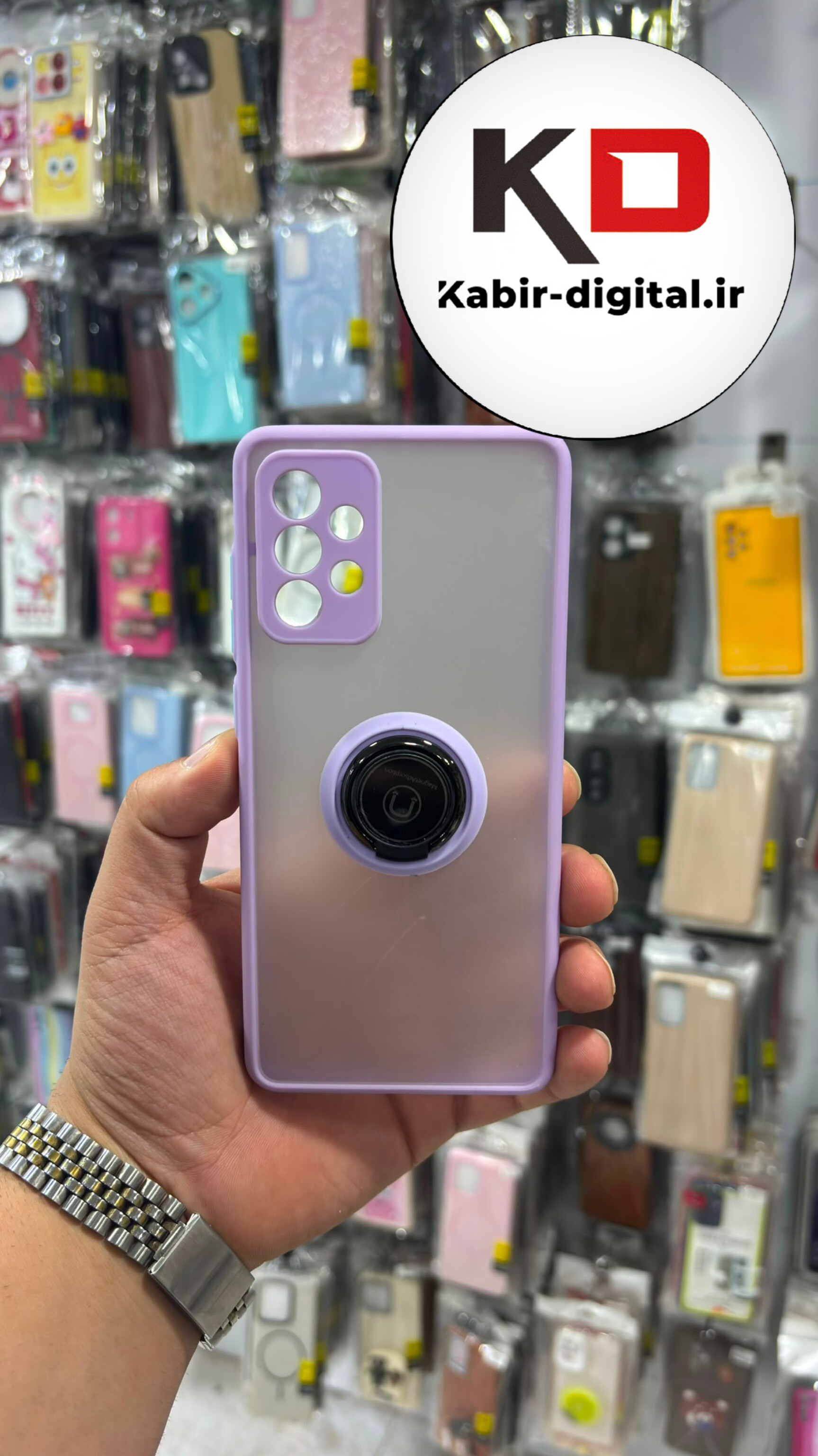 قاب گوشی Galaxy A73 سامسونگ پشت مات دور رنگی سیلیکونی محافظ لنزدار هولد دار یاسی