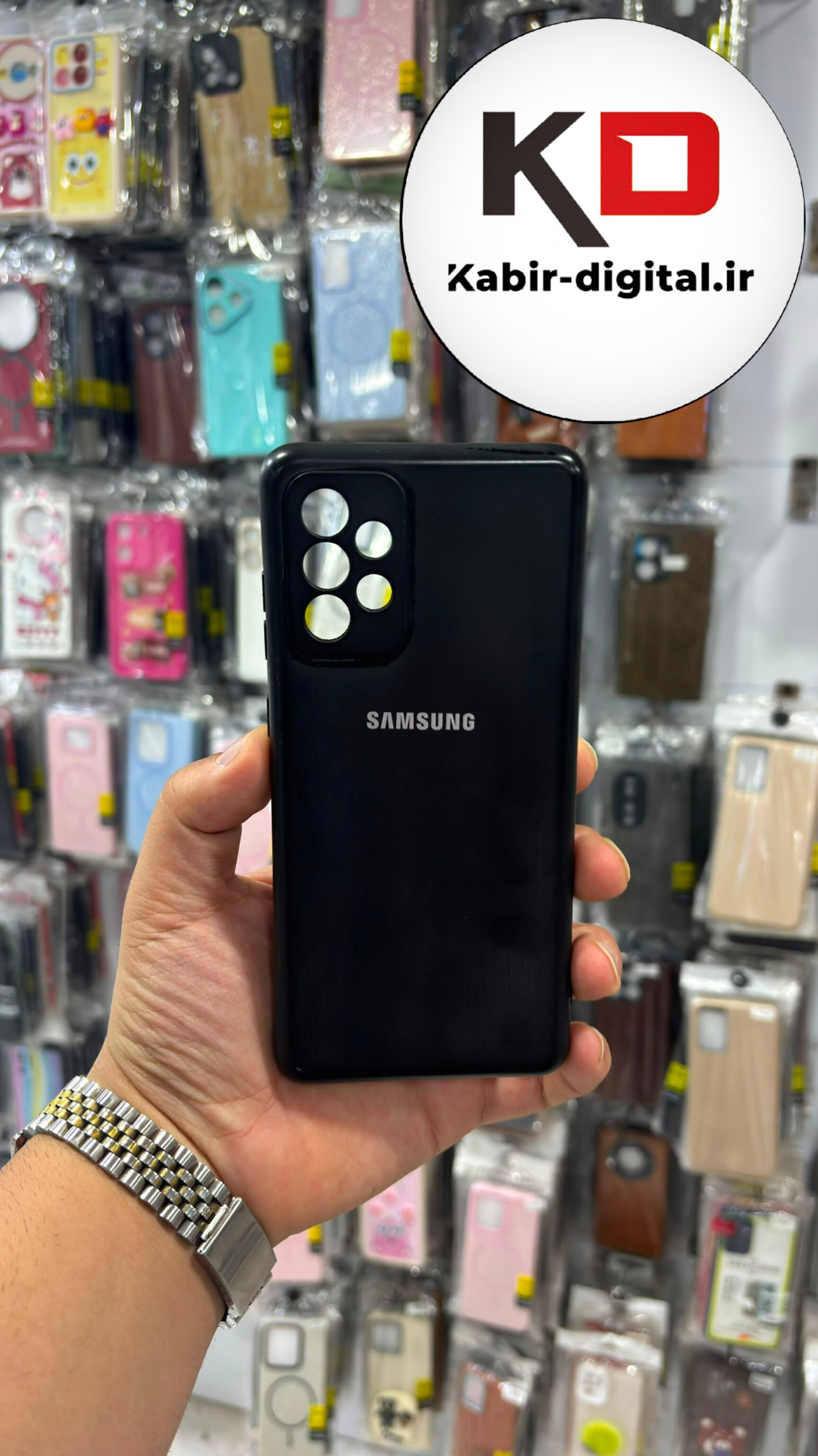 قاب گوشی Galaxy A73 سامسونگ سیلیکونی اورجینال درجه یک زیر بسته داخل پارچه محافظ لنزدار مشکی