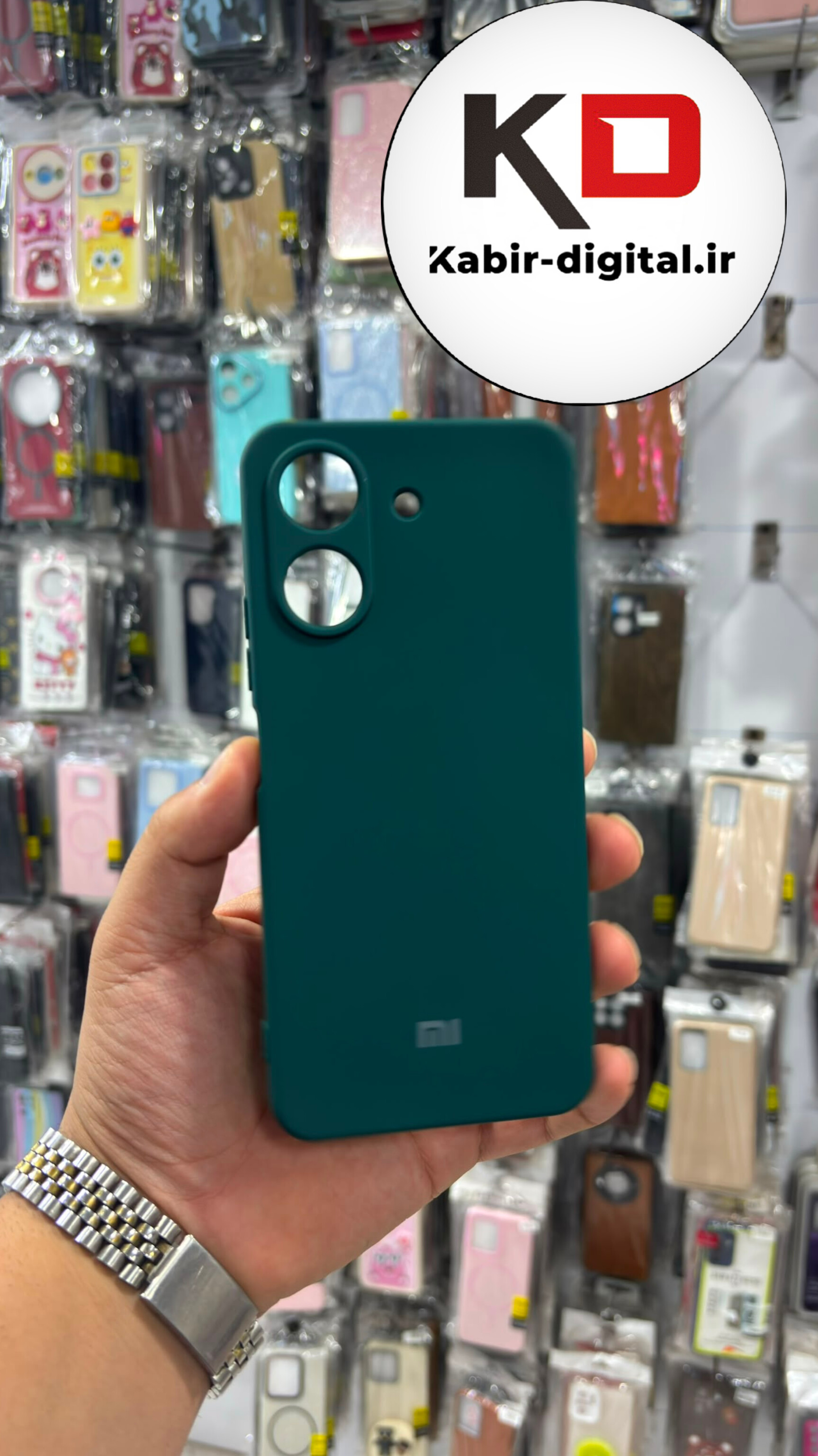 قاب گوشی Redmi 13C / POCO C65 شیائومی سیلیکونی درجه یک داخل پارچه محافظ لنزدار سبز