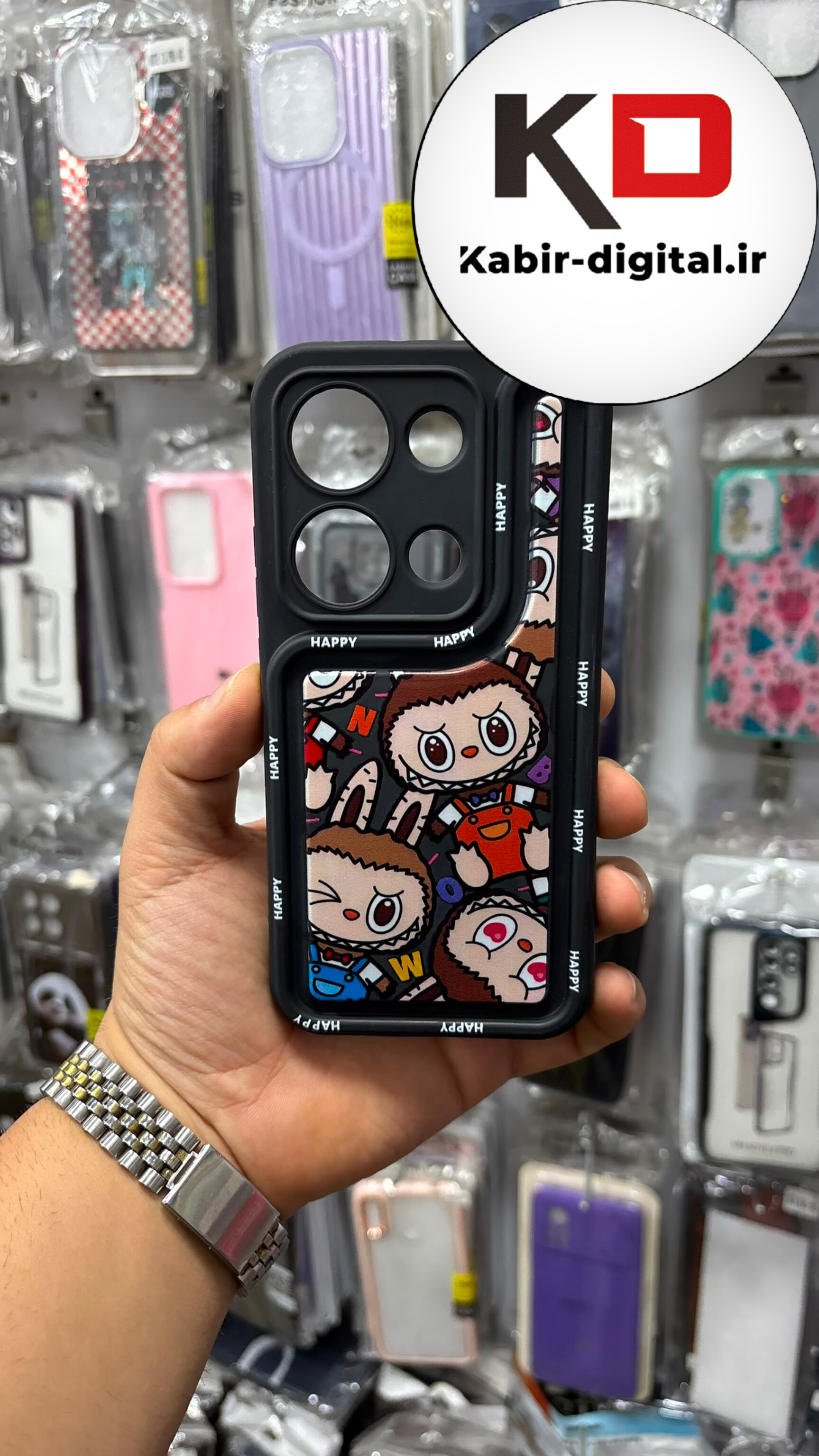 قاب گوشی Redmi Note 13 Pro 4G / Poco M6 Pro 4G / Redmi Note 14S شیائومی سیلیکونی Solid Case عروسکی برجسته سه بعدی لبوبو مشکی