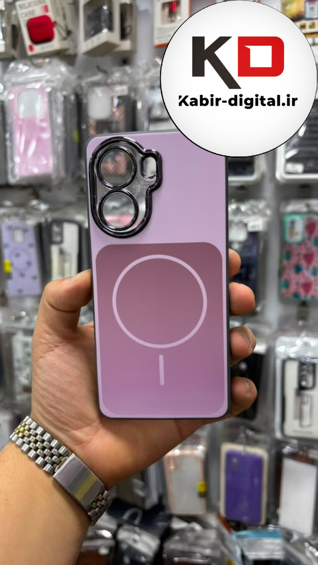 قاب گوشی Redmi Turbo 4 5g  / POCO X7 Pro شیائومی PVD طرح مگ سیف MagSafe محافظ لنز دار کرومی صورتی