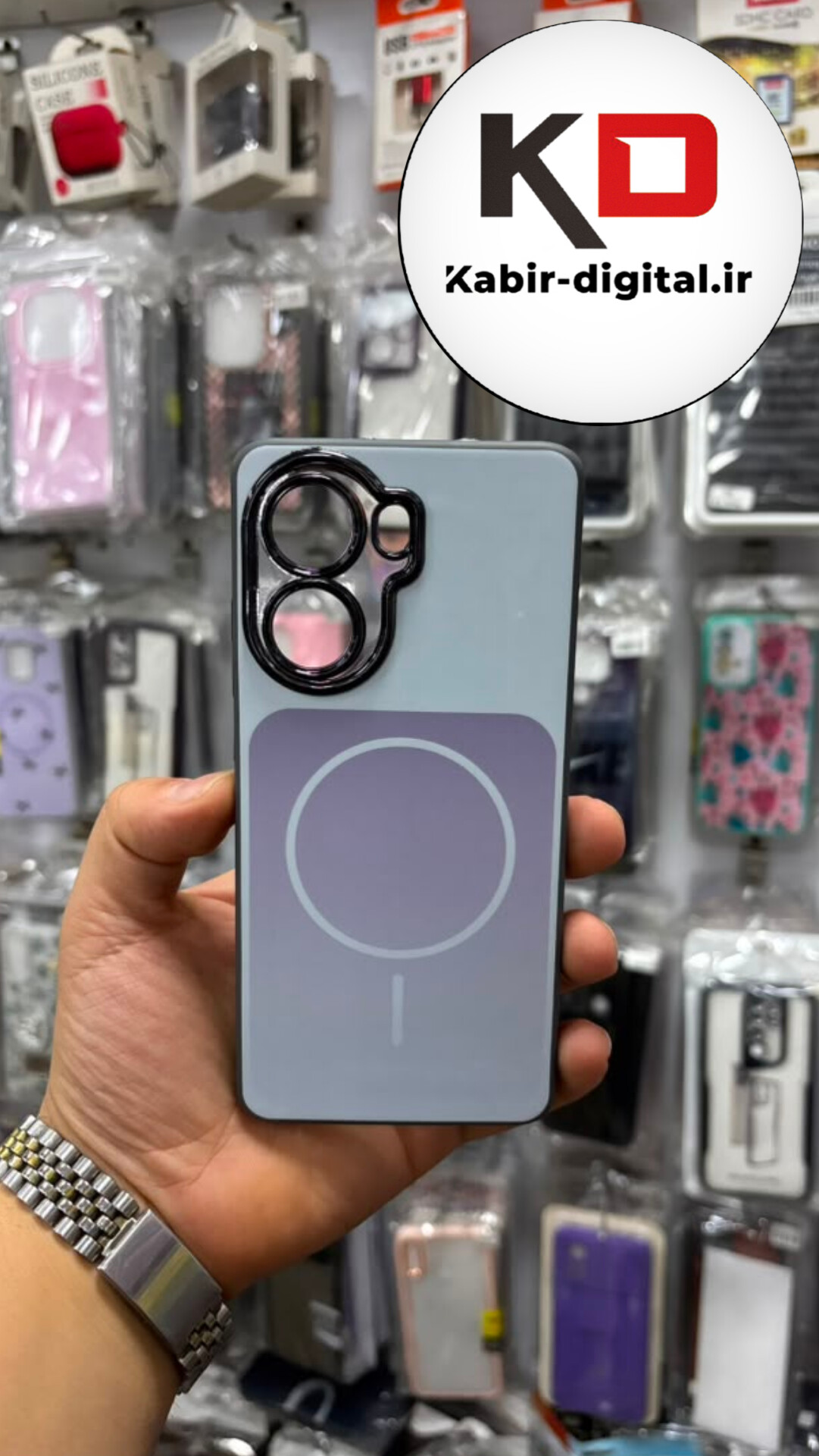 قاب گوشی Redmi Turbo 4 5g  / POCO X7 Pro شیائومی PVD طرح مگ سیف MagSafe محافظ لنز دار کرومی سفید
