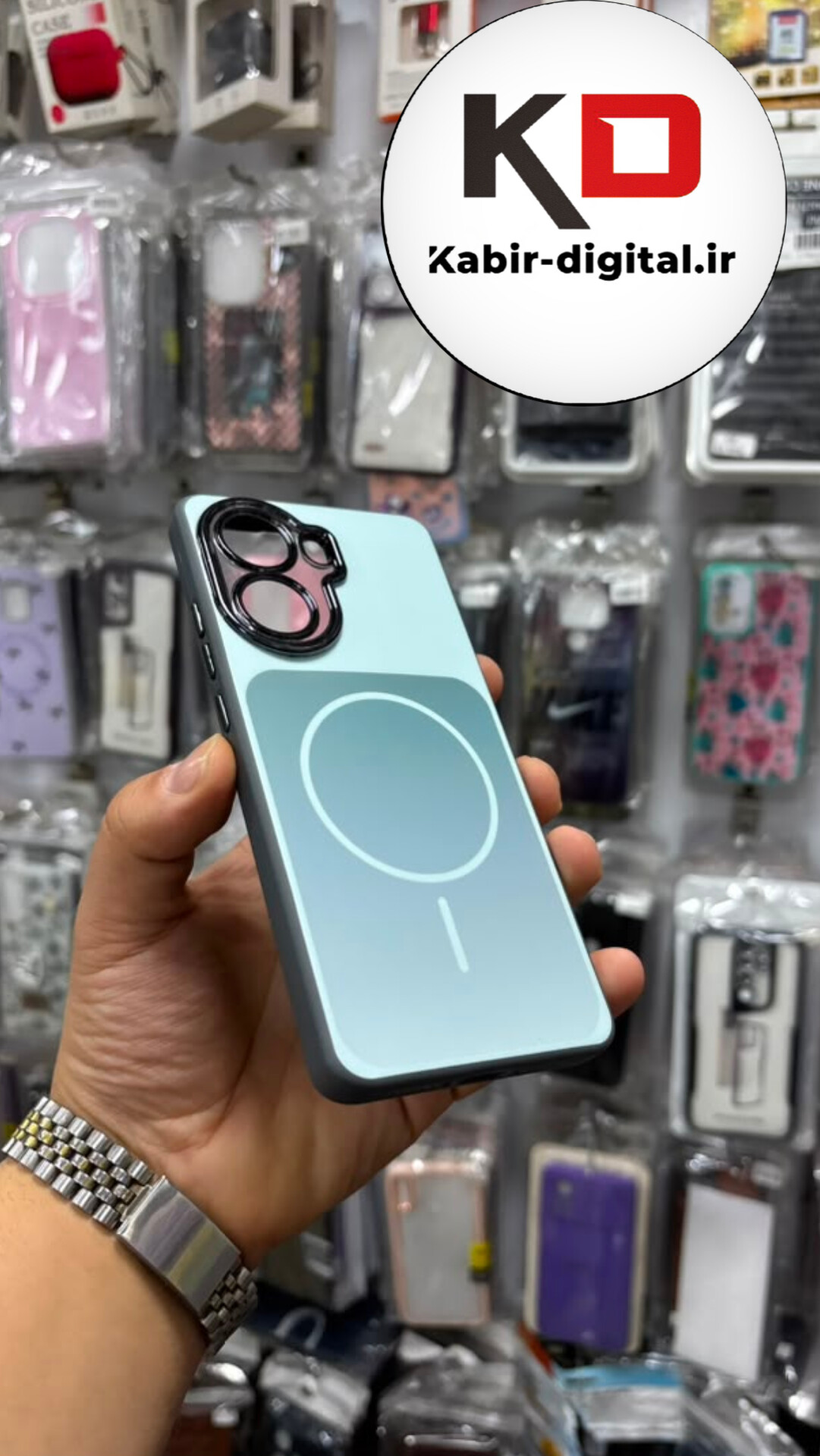 قاب گوشی Redmi Turbo 4 5g  / POCO X7 Pro شیائومی PVD طرح مگ سیف MagSafe محافظ لنز دار کرومی سبز