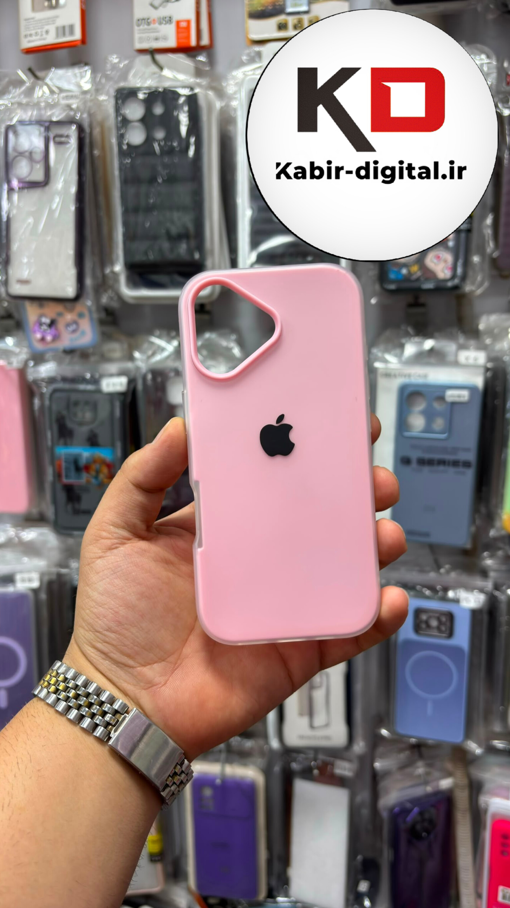 قاب گوشی iPhone 16 / 17آیفون Pastel Case پاستلی لوگو دار ضد ضربه لنز برجسته صورتی
