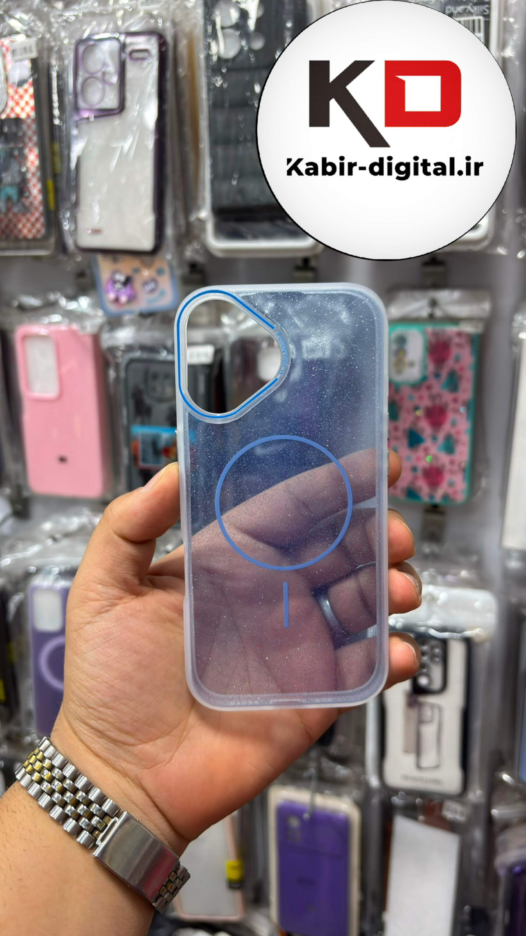 قاب گوشی iPhone 16 / 17آیفون Pastel Case پاستلی  طرح مگ سیف Magsafe مات لنز رنگی اکلیلی آبی