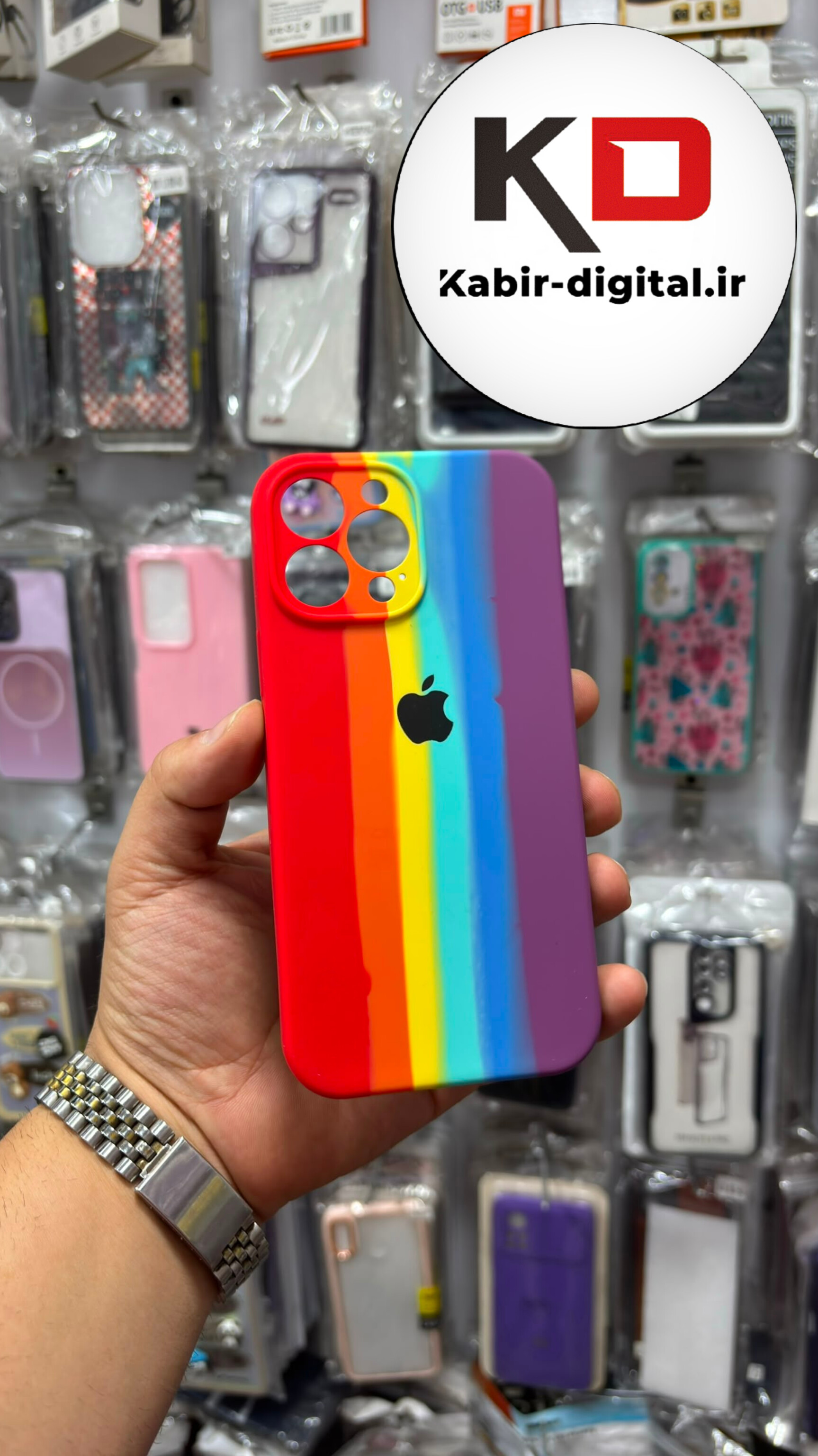 قاب گوشی iPhone 13 Pro Max آیفون سیلیکونی های کپی آبرنگی رنگین کمانی  زیربسته محافظ لنزدار