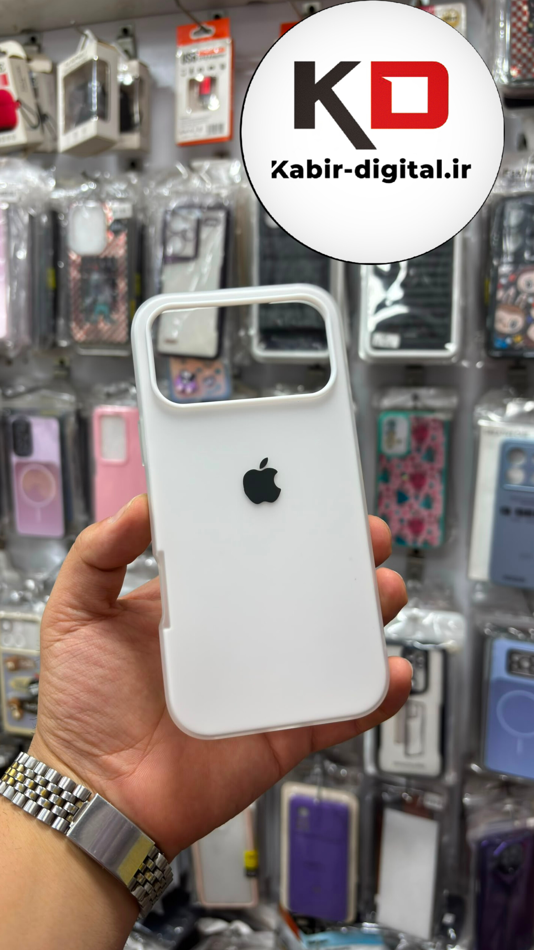 قاب گوشی iPhone 17 Pro Max آیفون  Pastel Case پاستلی لوگو دار ضد ضربه لنز برجسته سفید