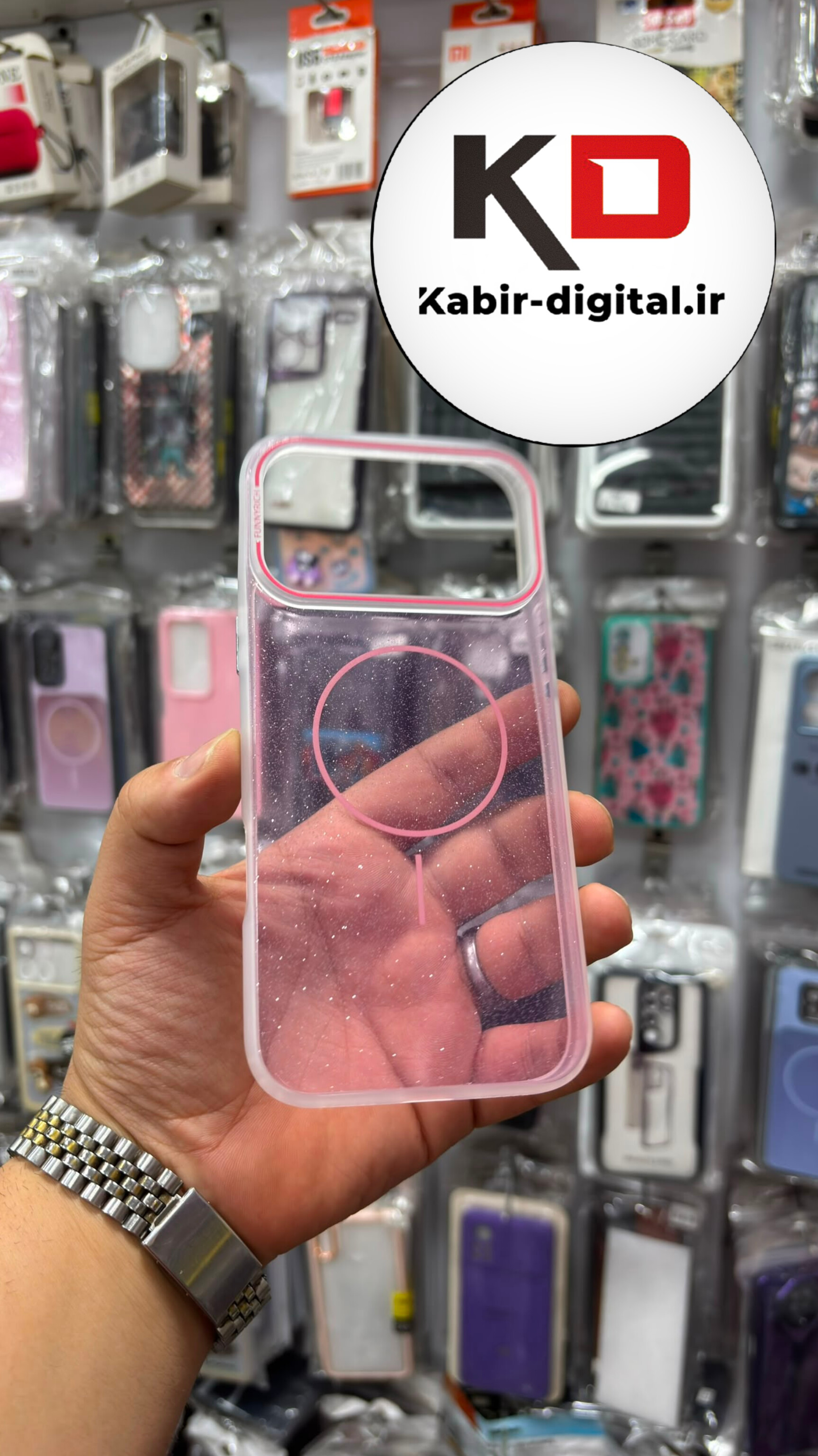 قاب گوشی iPhone 17 Pro Max آیفون Pastel Case پاستلی  طرح مگ سیف Magsafe مات لنز رنگی اکلیلی صورتی
