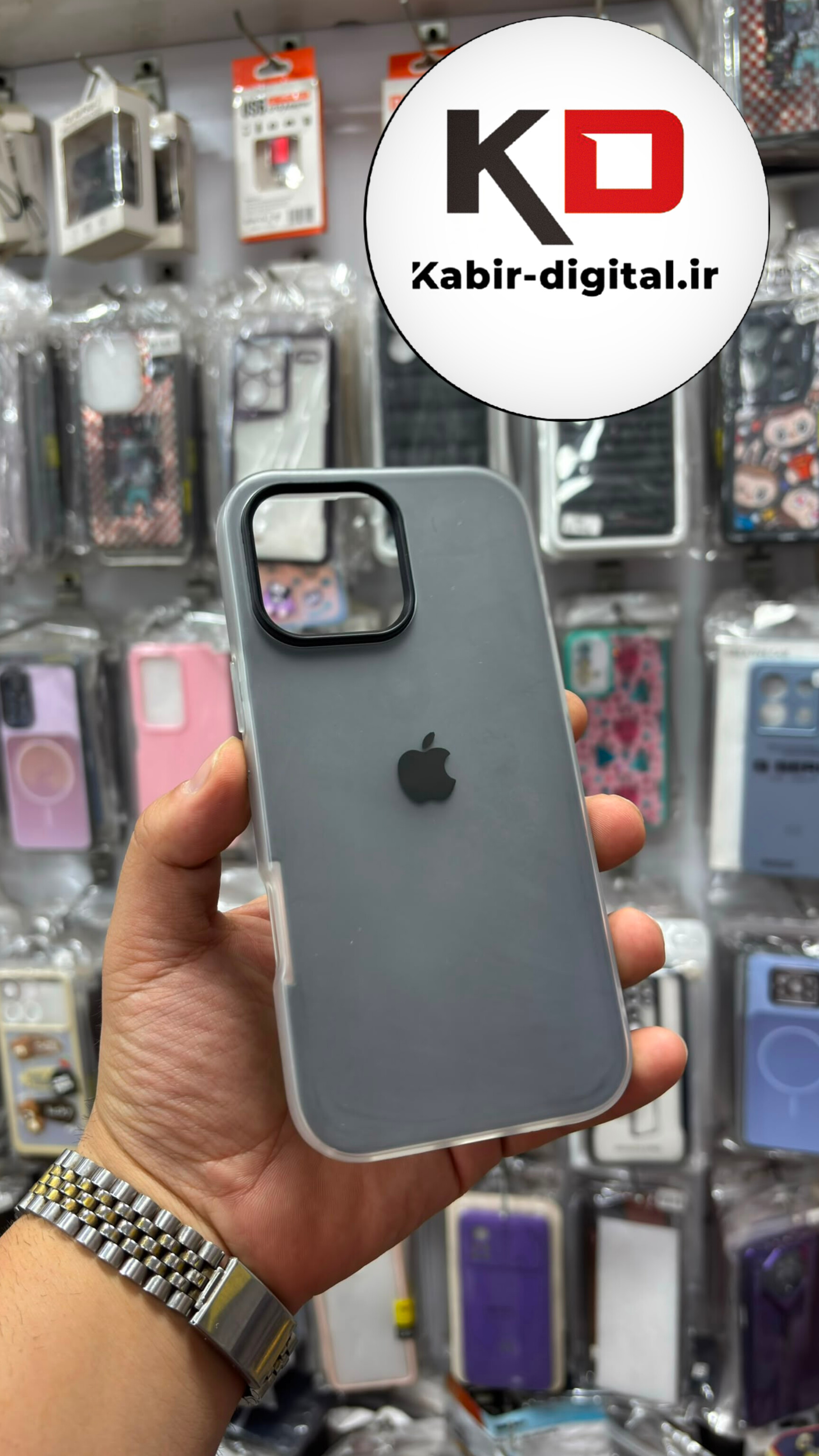 قاب گوشی iPhone 16 Pro Max آیفون Pastel Case پاستلی لوگو دار ضد ضربه لنز برجسته مشکی