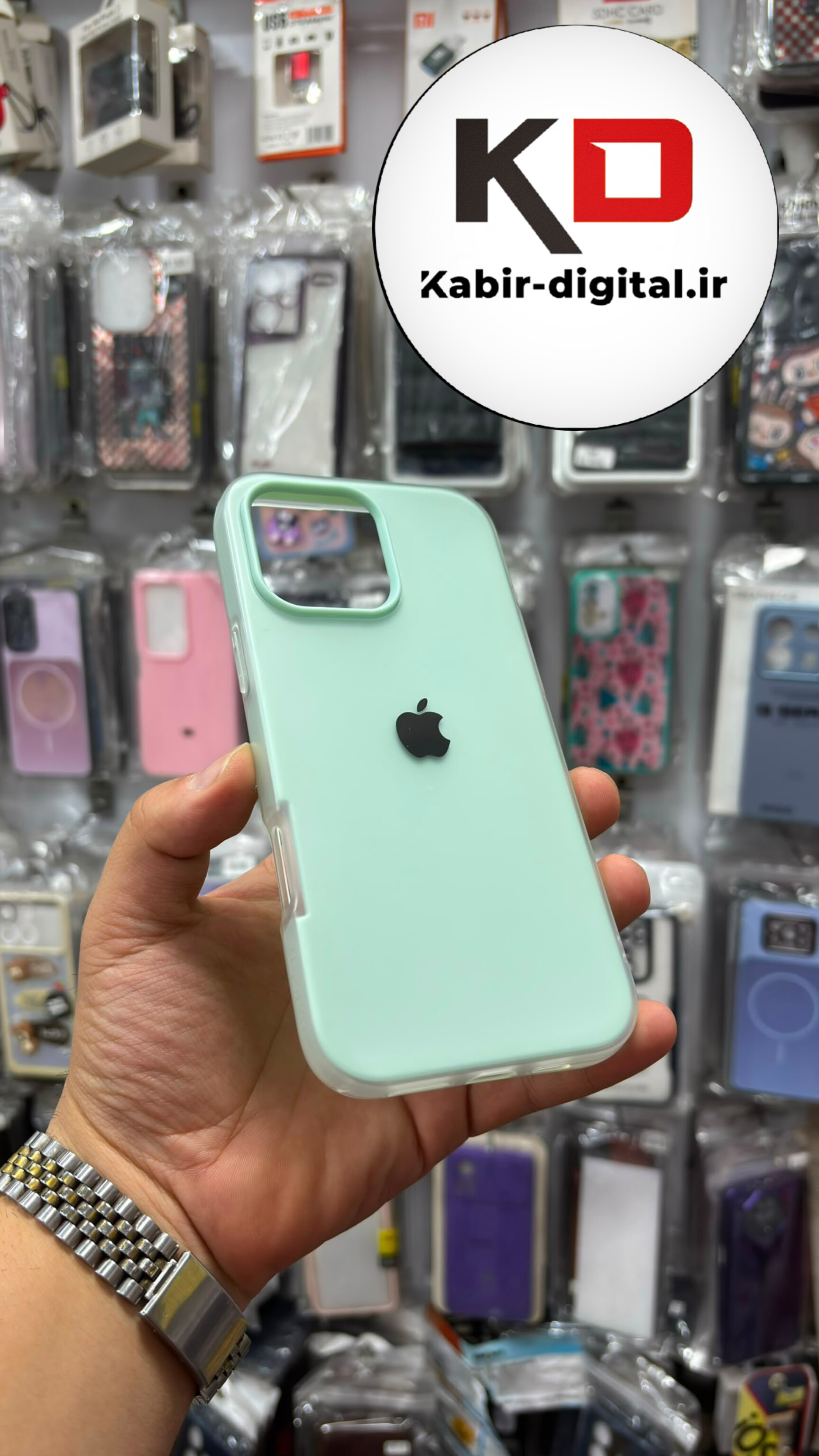 قاب گوشی iPhone 16 Pro Max آیفون Pastel Case پاستلی لوگو دار ضد ضربه لنز برجسته سبز