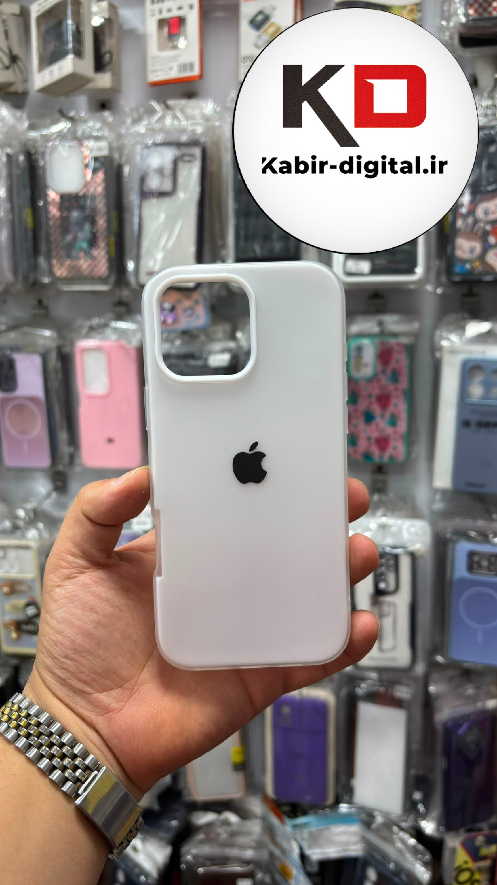 قاب گوشی iPhone 16 Pro Max آیفون Pastel Case پاستلی لوگو دار ضد ضربه لنز برجسته سفید