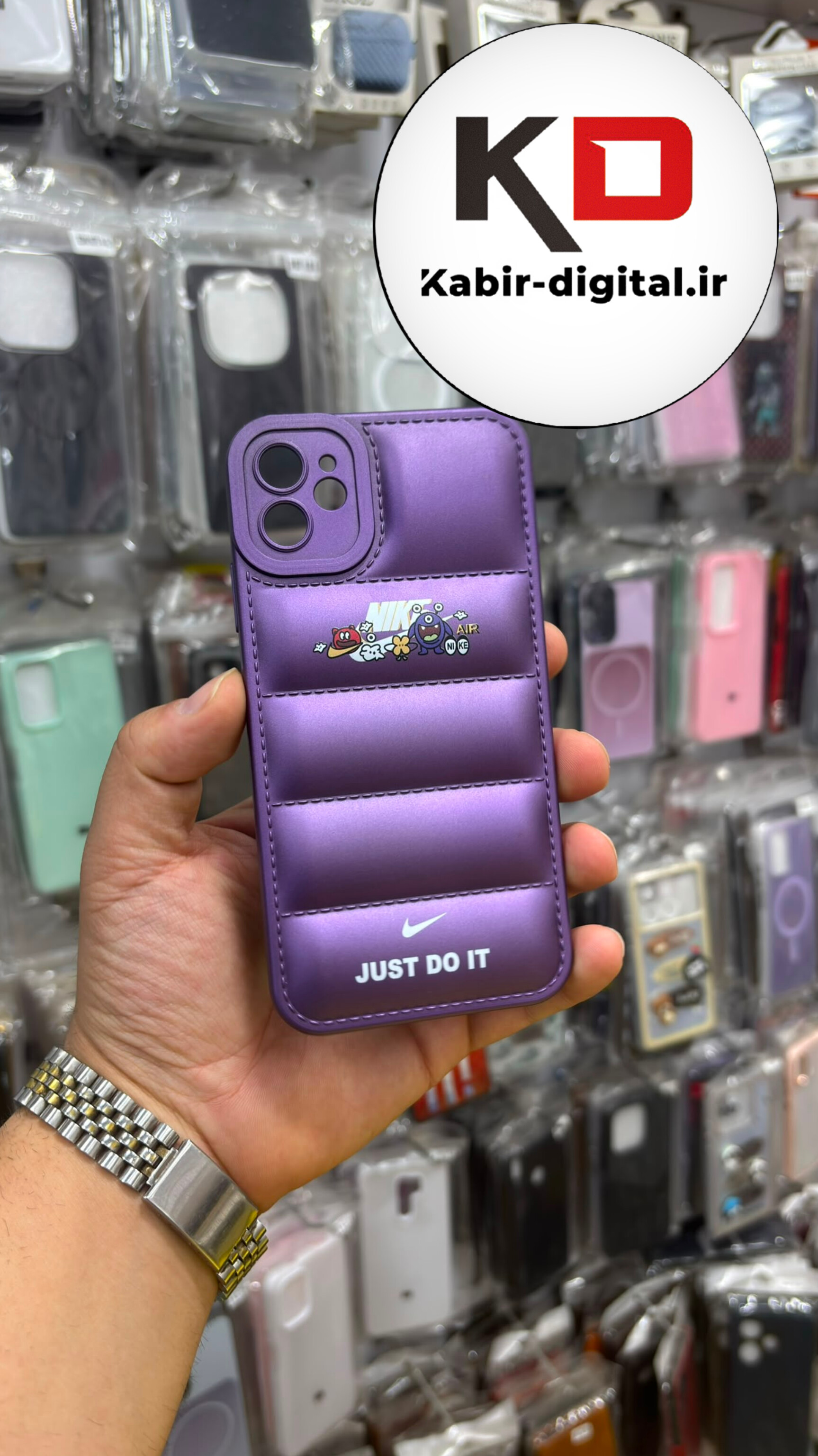 قاب گوشی iPhone 11 آیفون سیلیکونی ژله ای پافر PC زیر بسته محافظ لنز دار بنفش