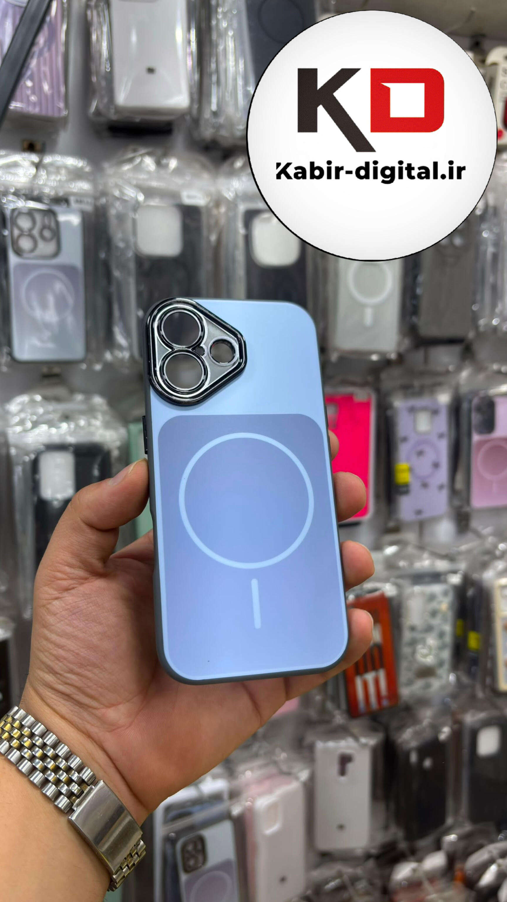قاب گوشی iPhone 16 / 17 آیفون  PVD طرح مگ سیف MagSafe محافظ لنز دار کرومی