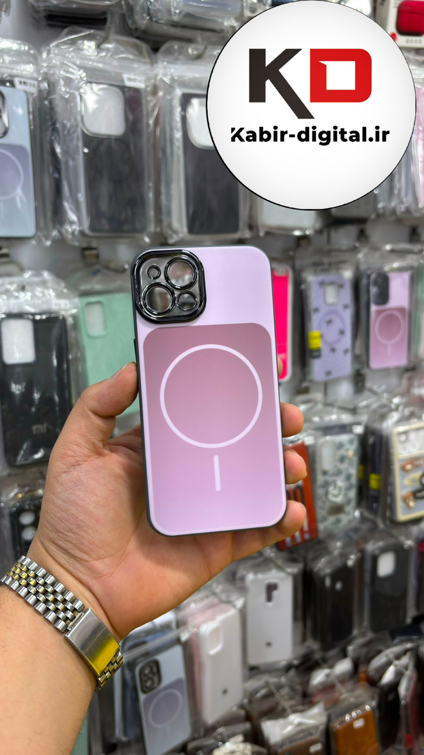 قاب گوشی iPhone 13 / 14 آیفون  PVD طرح مگ سیف MagSafe محافظ لنز دار کرومی