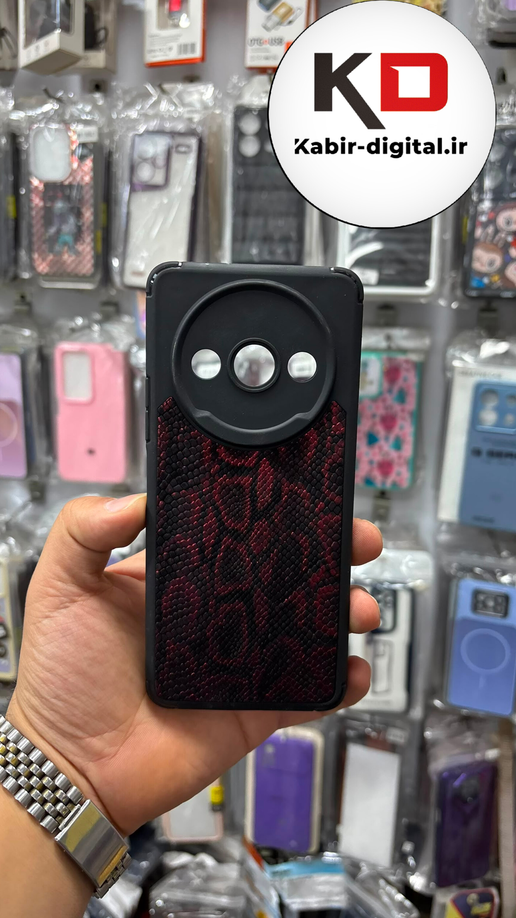 قاب گوشی Redmi A3  / Redmi A3X شیائومی سیلیکونی اورجینال طرح پوست مار ضد ضربه مشکی