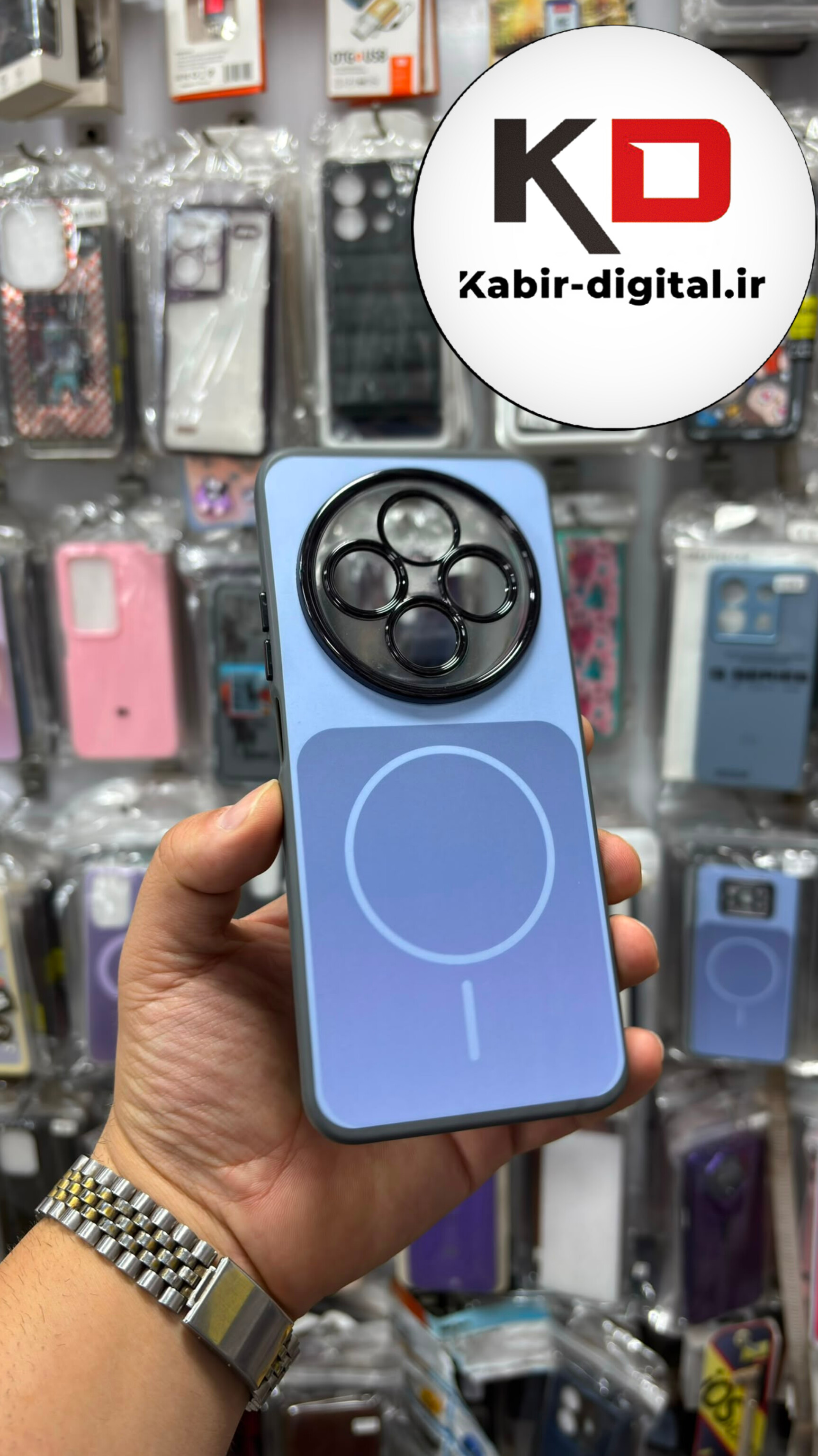 قاب گوشی Redmi 14C / POCO C75 / Redmi A4 شیائومی PVD طرح مگ سیف MagSafe صورتی محافظ لنز دار کرومی