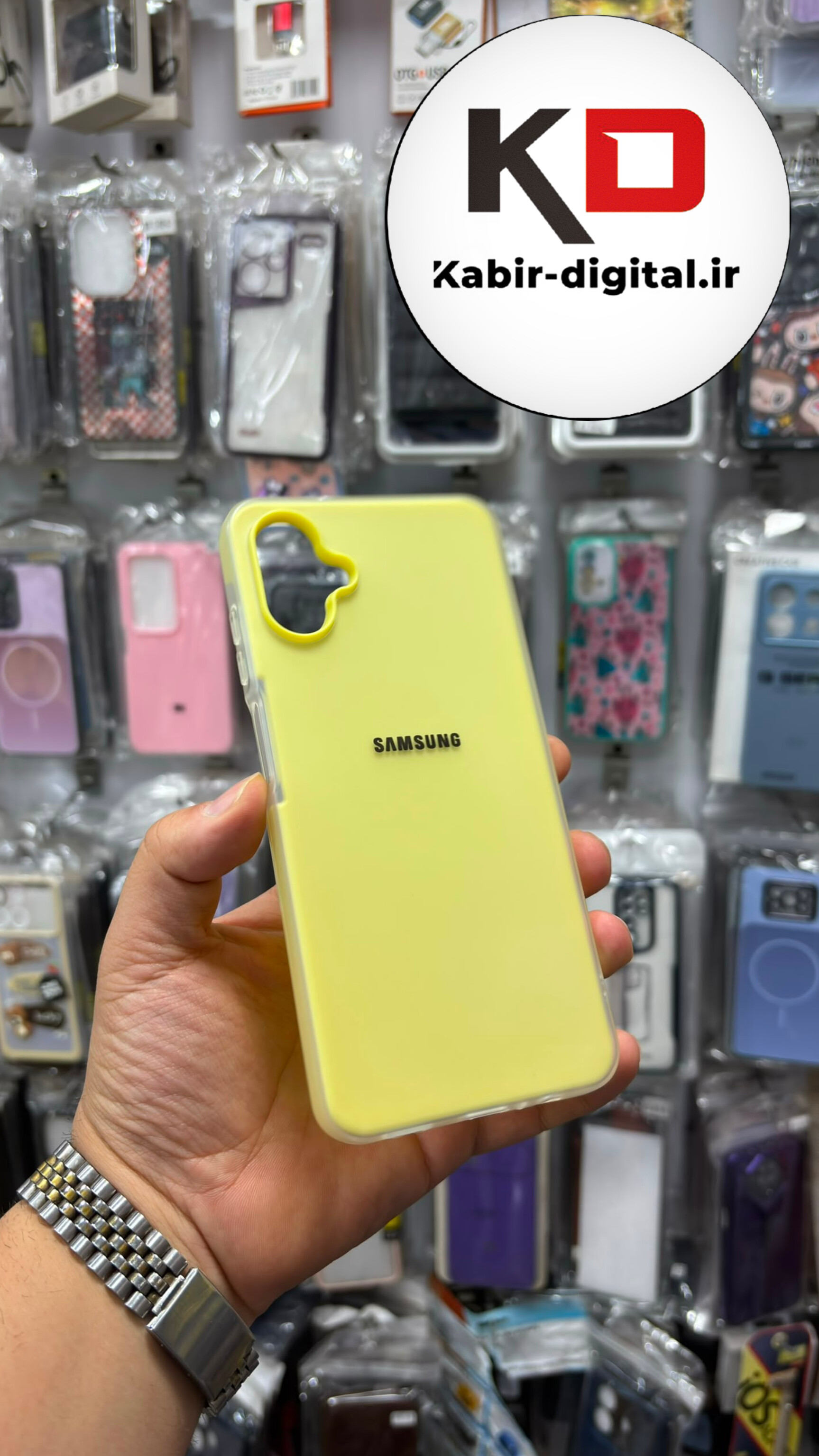 قاب گوشی Galaxy A06 سامسونگ Pastel Case پاستلی لوگو دار ضد ضربه لنز برجسته زرد کره ایی
