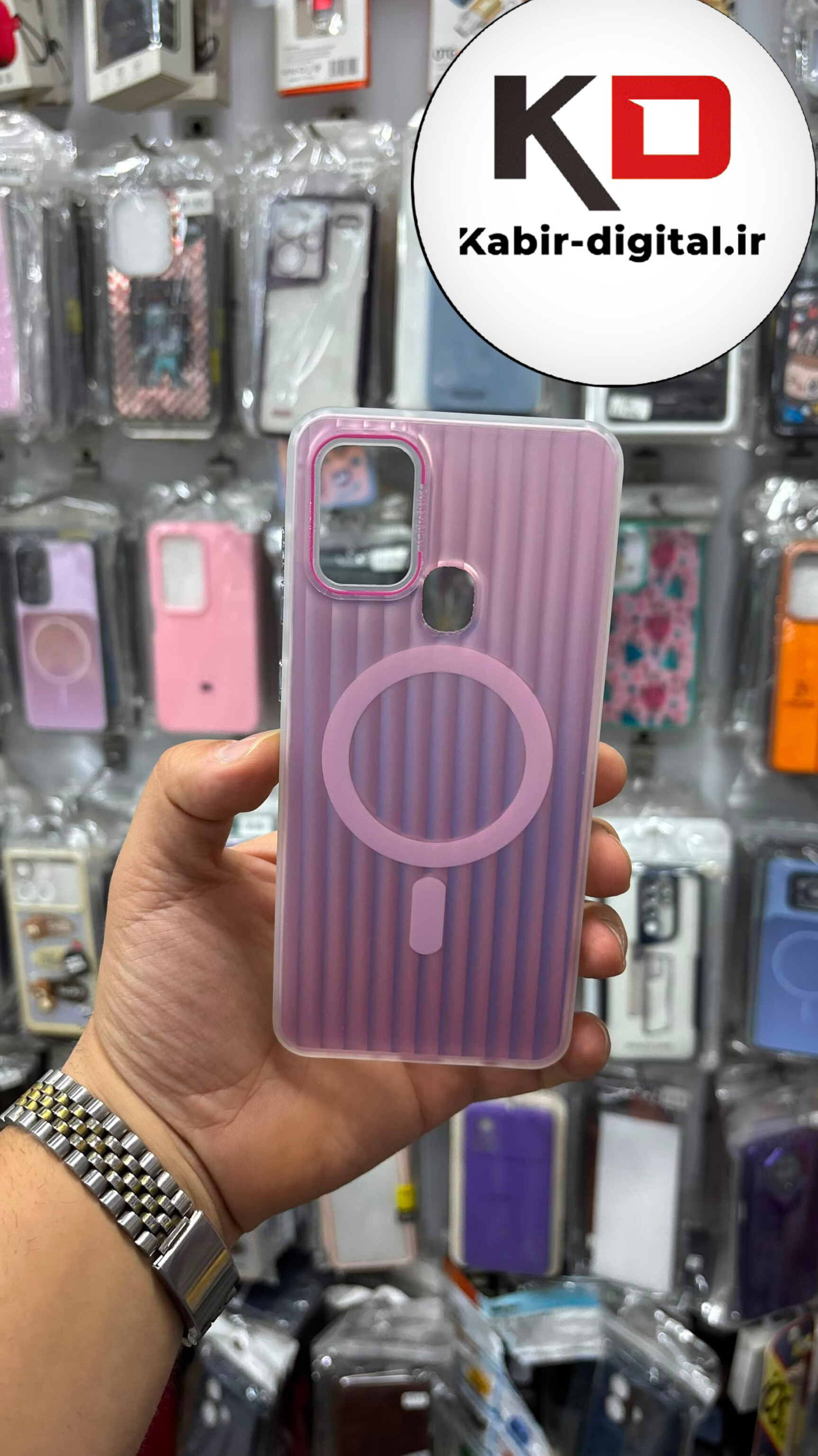قاب گوشی Galaxy A21s سامسونگ اورجینال SO COOL سوکول لنز کرومی براق طرح مگ سیف کرکره ایی صورتی