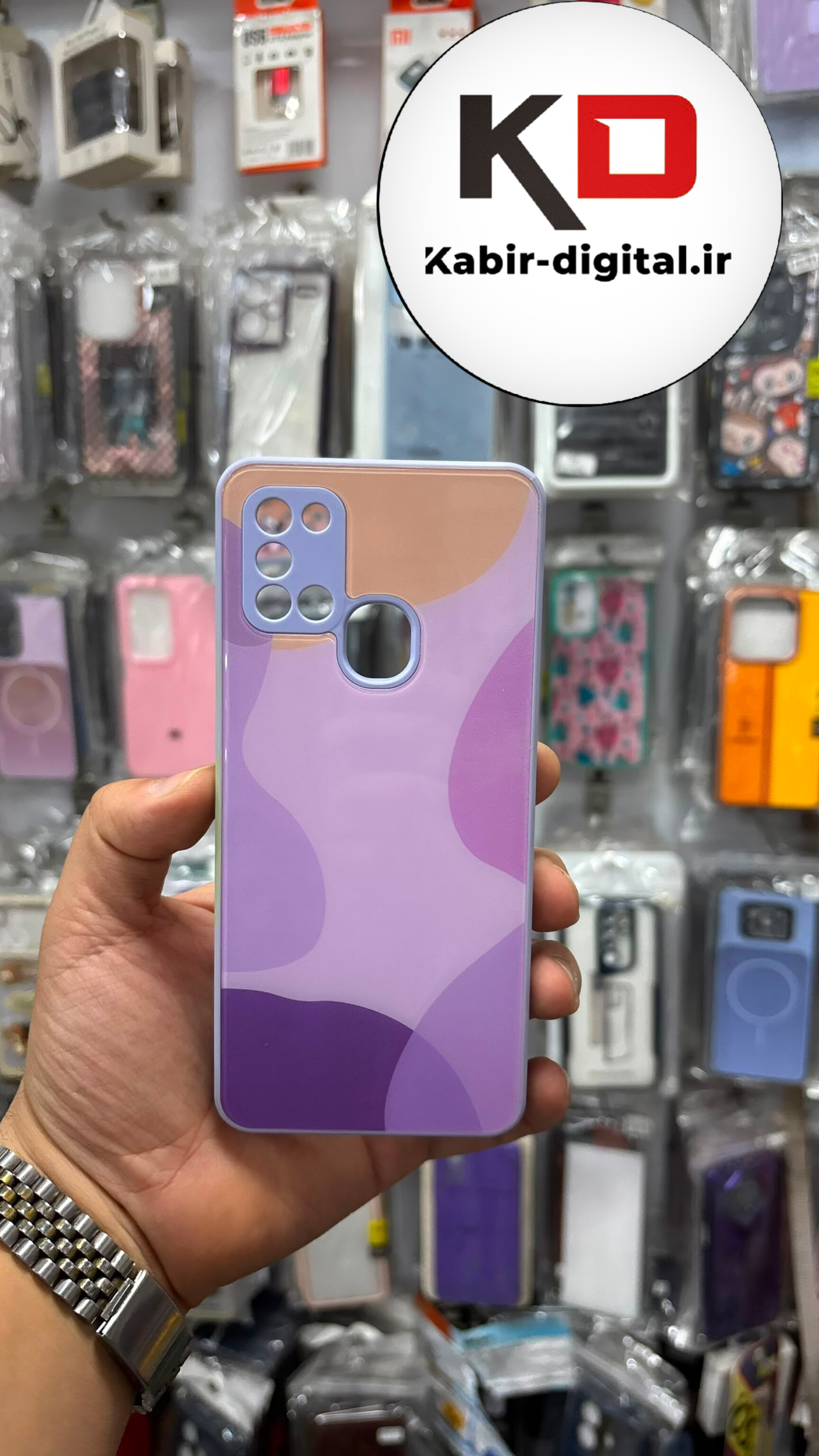 قاب گوشی Galaxy A21s سامسونگ پشت گلس شیشه ای محافظ لنز دار آبرنگی لیزری محافظ لنزدار