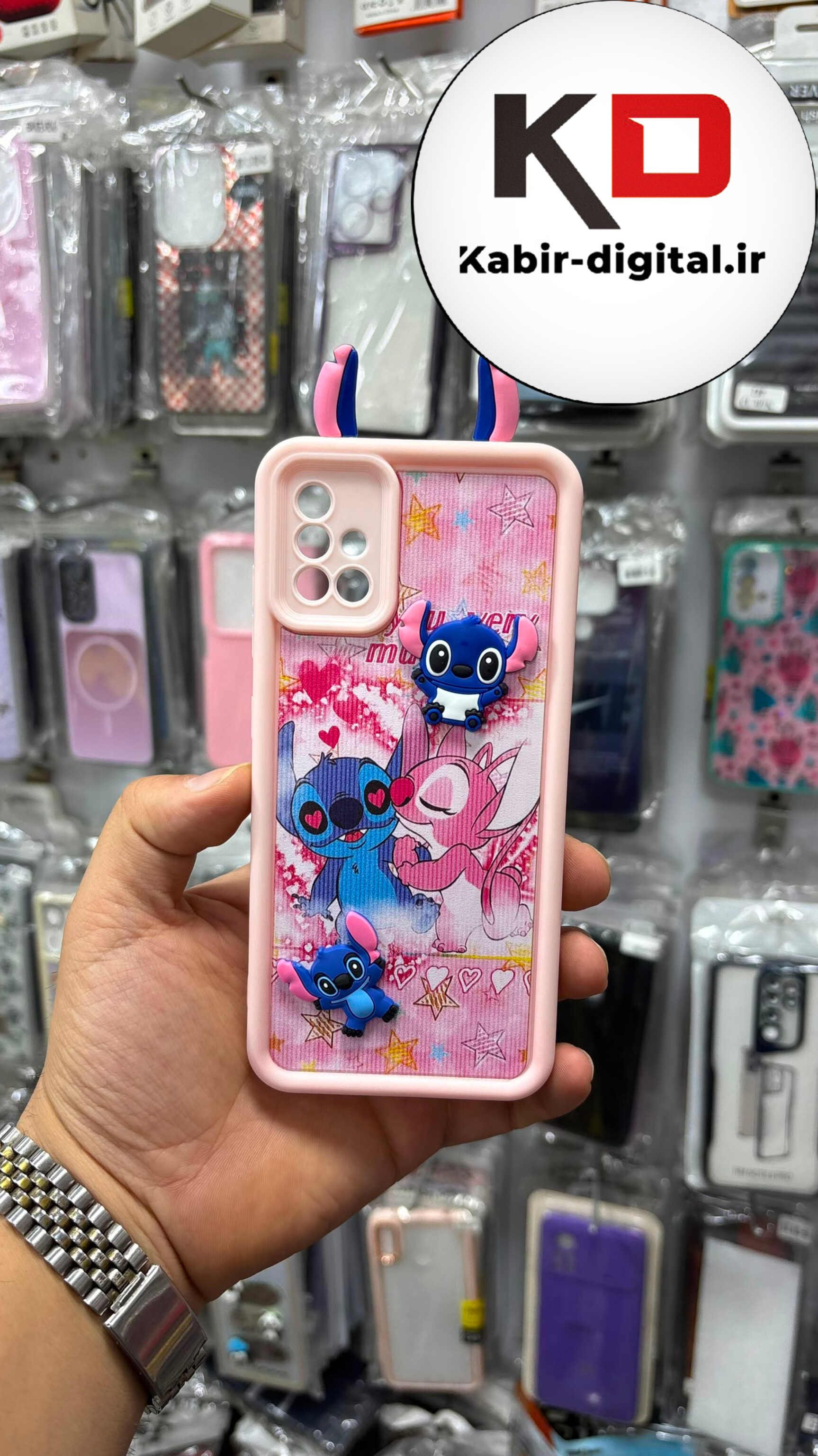 قاب گوشی Galaxy A51 سامسونگ سیلیکونی ژله ایی منحنی عروسکی سه بعدی برجسته محافظ لنزدار استیج صورتی
