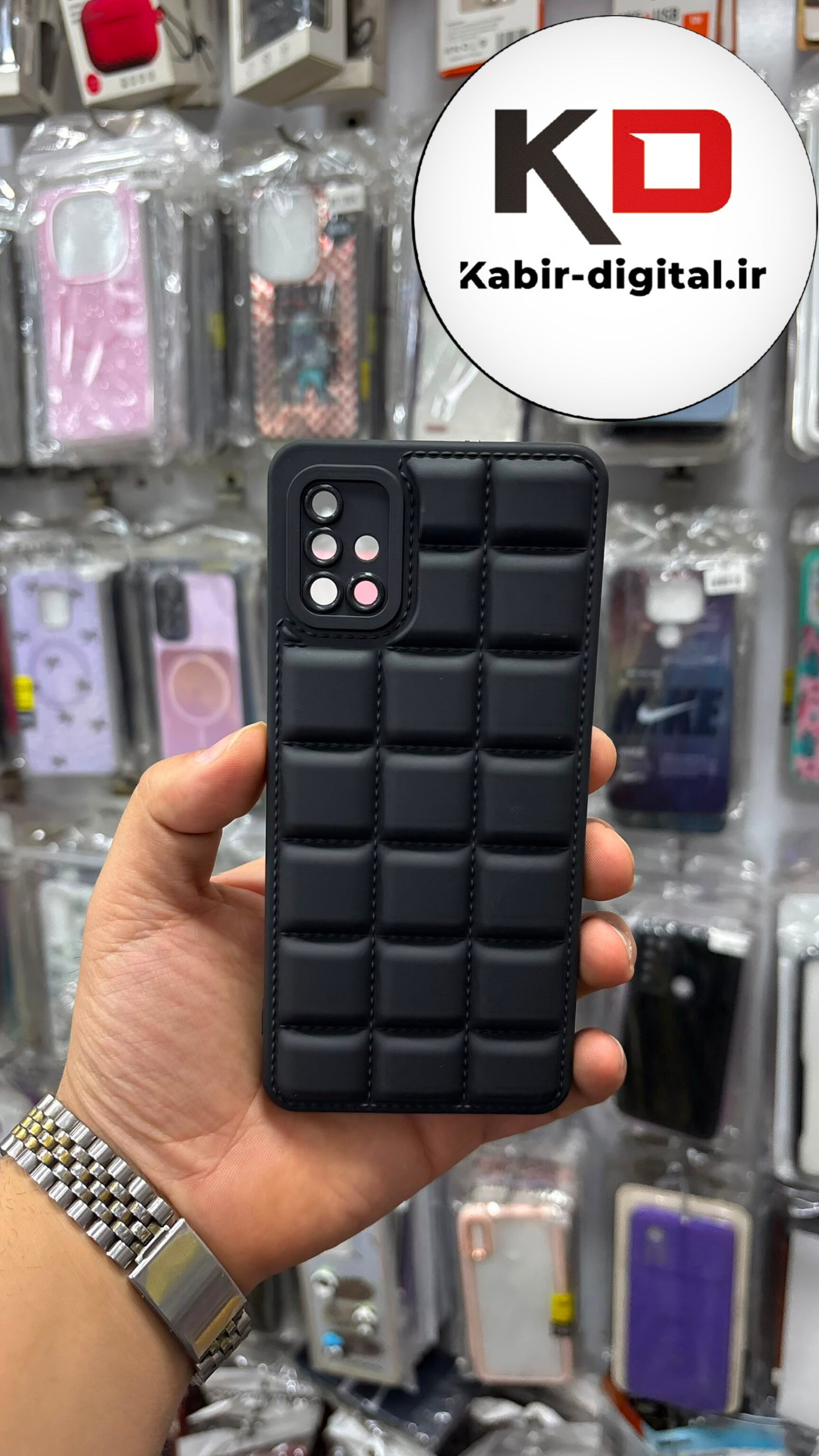 قاب گوشی Galaxy A51 سامسونگ سیلیکونی پافر مربعی THE NORTH FACE محافظ لنز دار