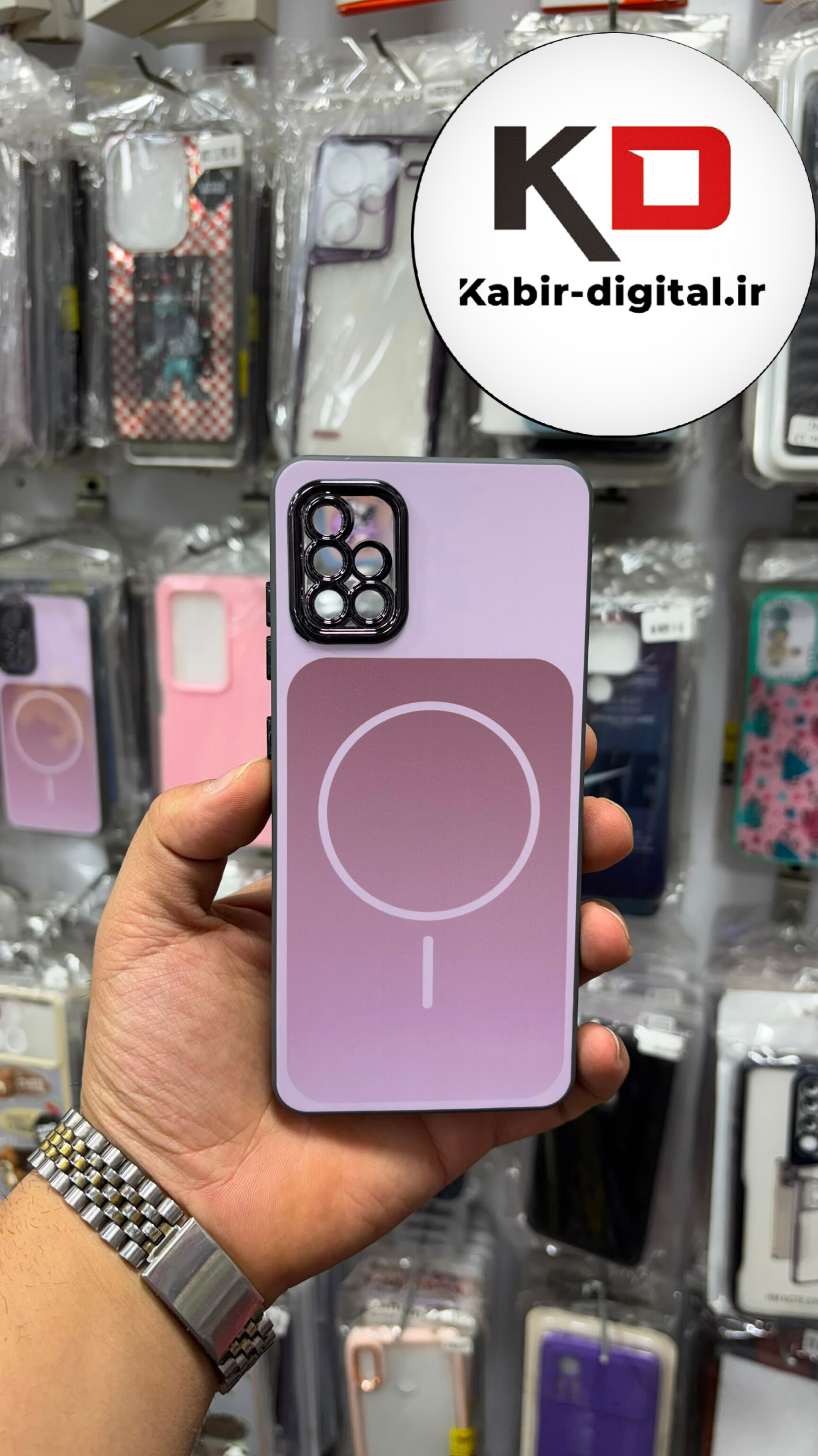 قاب گوشی Galaxy A51 / A31سامسونگ PVD طرح مگ سیف MagSafe محافظ لنز دار کرومی