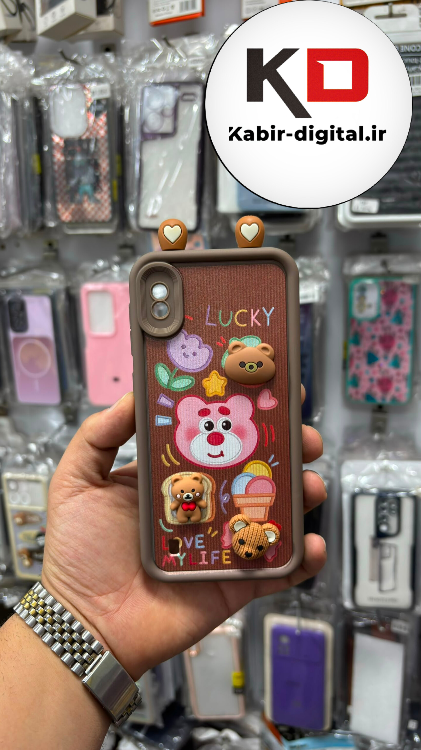 قاب گوشی Galaxy A10 / M10سامسونگ سیلیکونی Solid Case ضد ضربه عروسکی برجسته طرح خرسی محافظ لنز دار