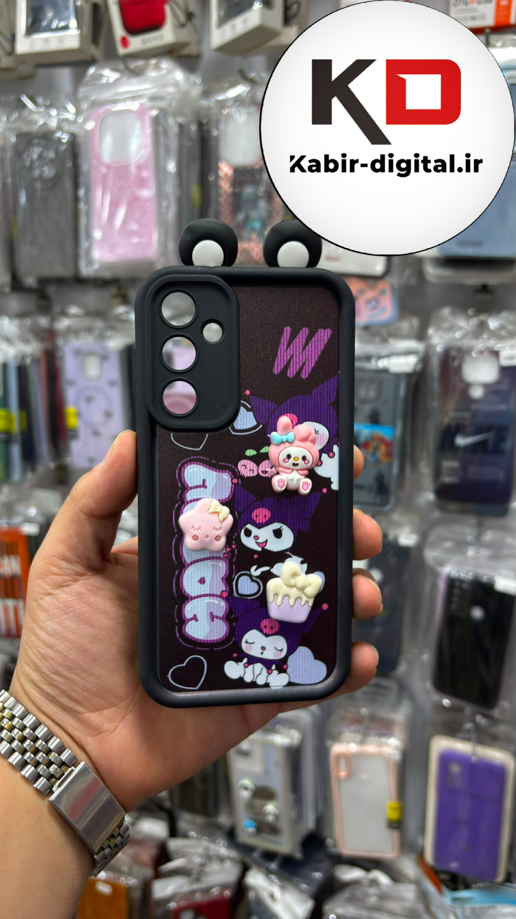 قاب گوشی Galaxy S23 FE سامسونگ سیلیکونی طرح فانتزی مدل عروسکی برجسته سه بعدی  محافظ لنزدار مشکی