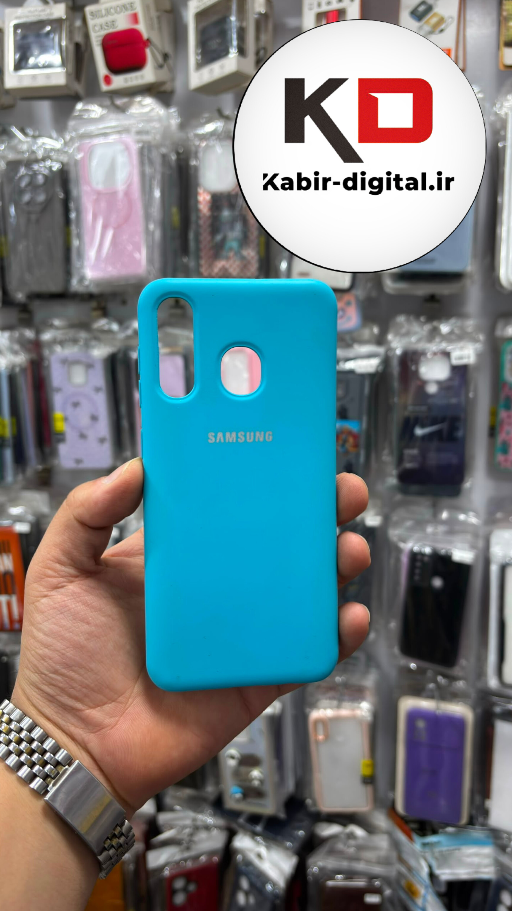 قاب گوشی Galaxy A20 / A30 سامسونگ سیلیکونی درجه یک زیر بسته داخل پارچه محافظ لنزدار آبی روشن