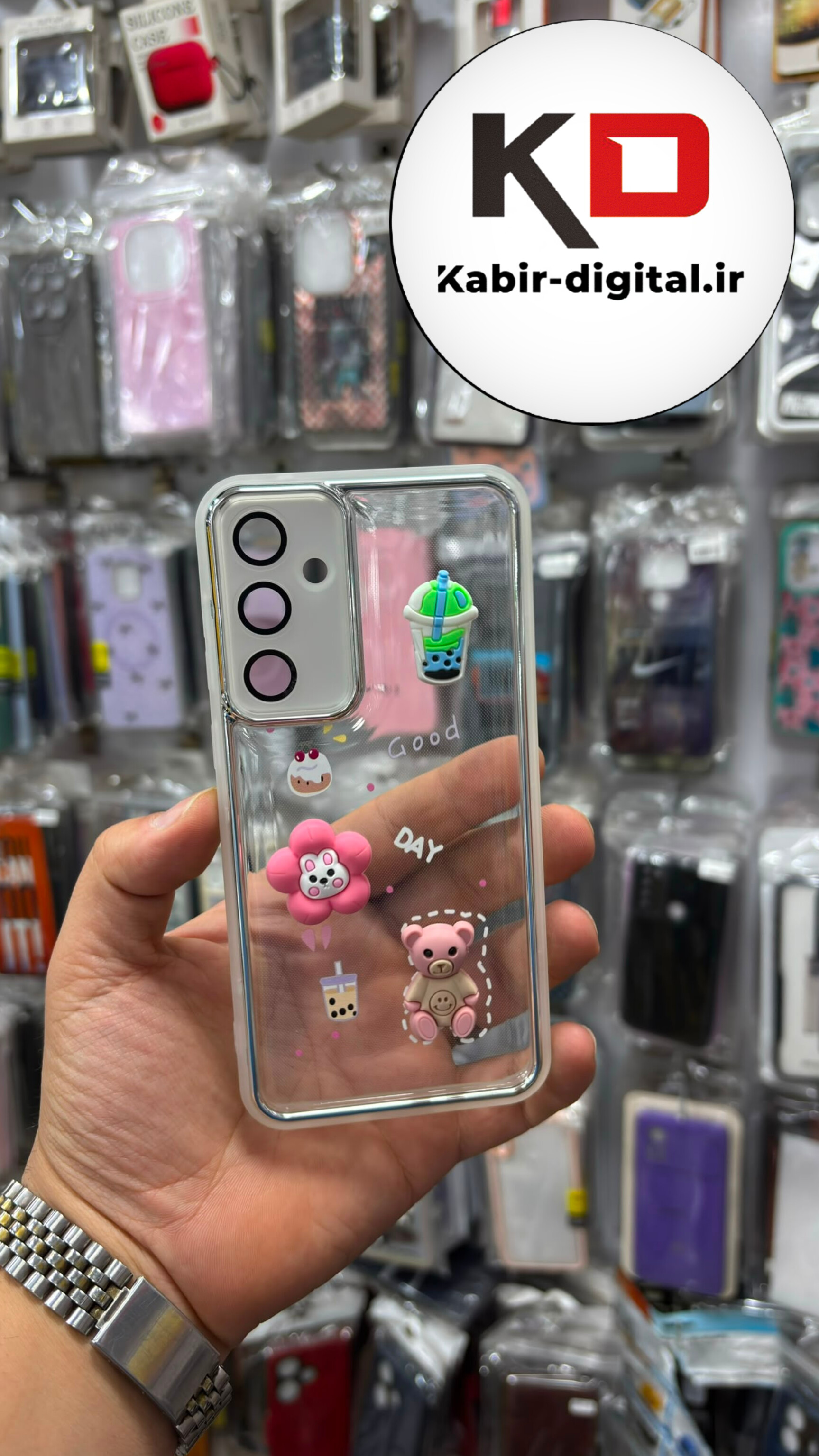 قاب گوشی Galaxy S23 FE سامسونگ سیلیکونی طرح فانتزی مدل عروسکی برجسته سه بعدی  محافظ لنزدار لنز متال