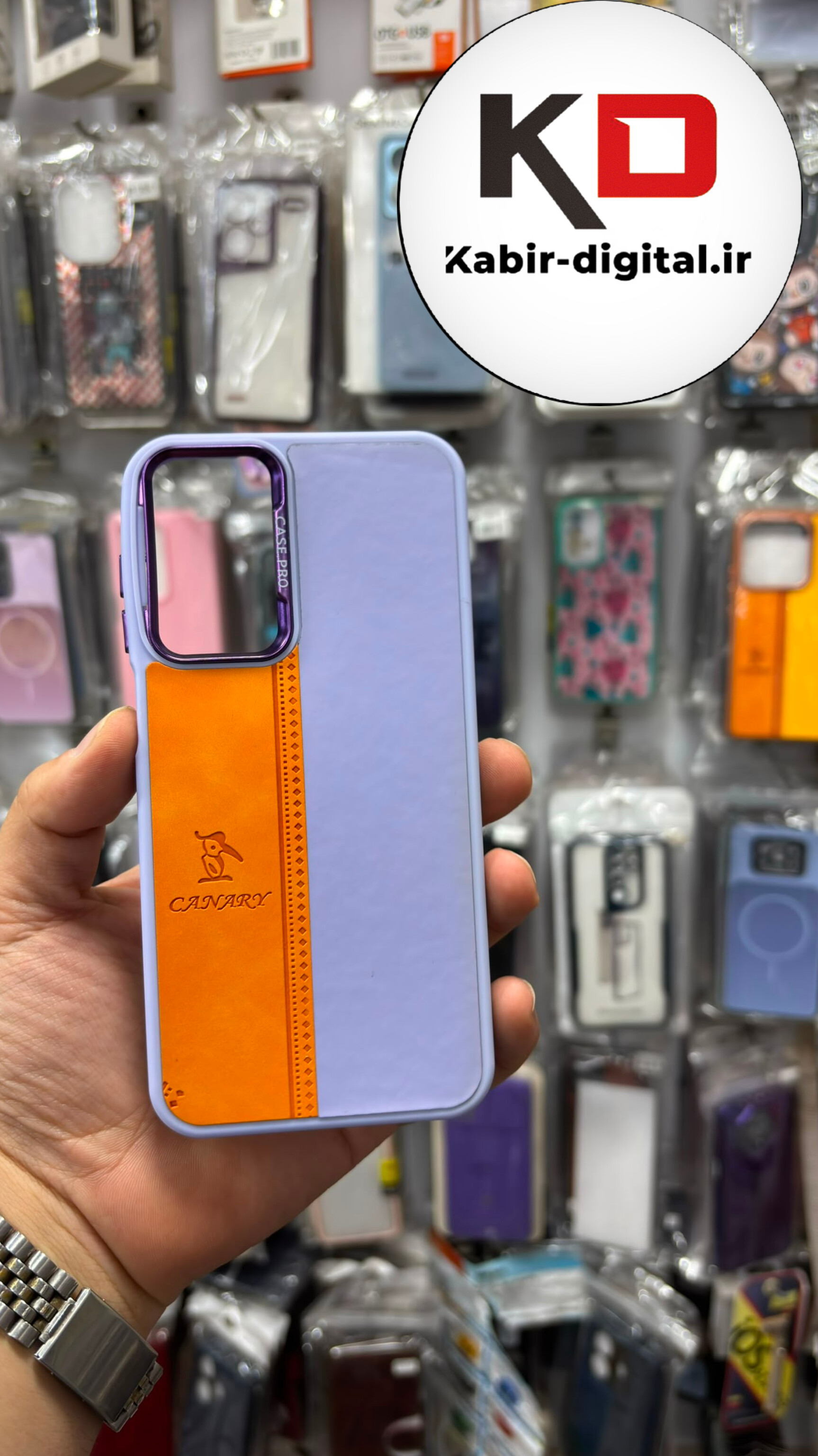 قاب گوشی Galaxy A15 / A24 / A25 سامسونگ  اورجینالCANARY NEW CASE طرح چرمی دوخت دار دو رنگ لنز کرومی متال