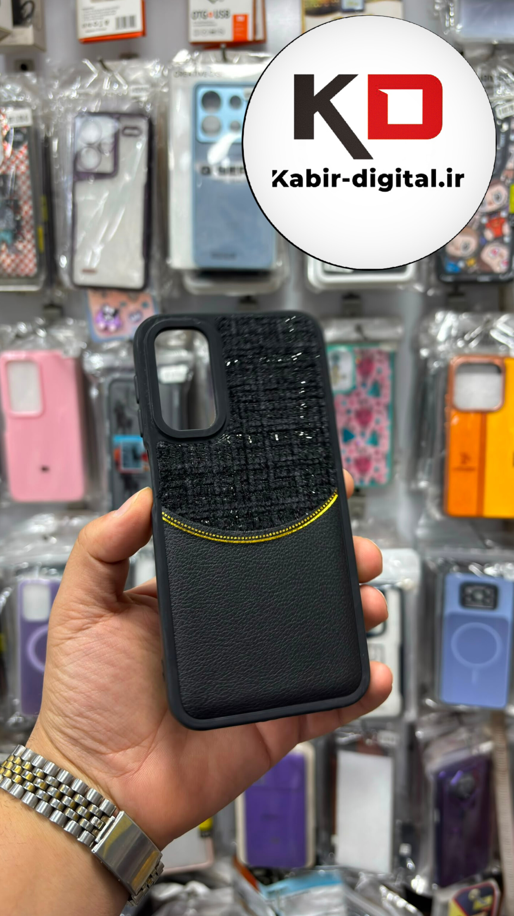 قاب گوشی Galaxy A14 سامسونگ سیلیکونی اورجینال طرح دو تیکه مخمل چرمی مشکی