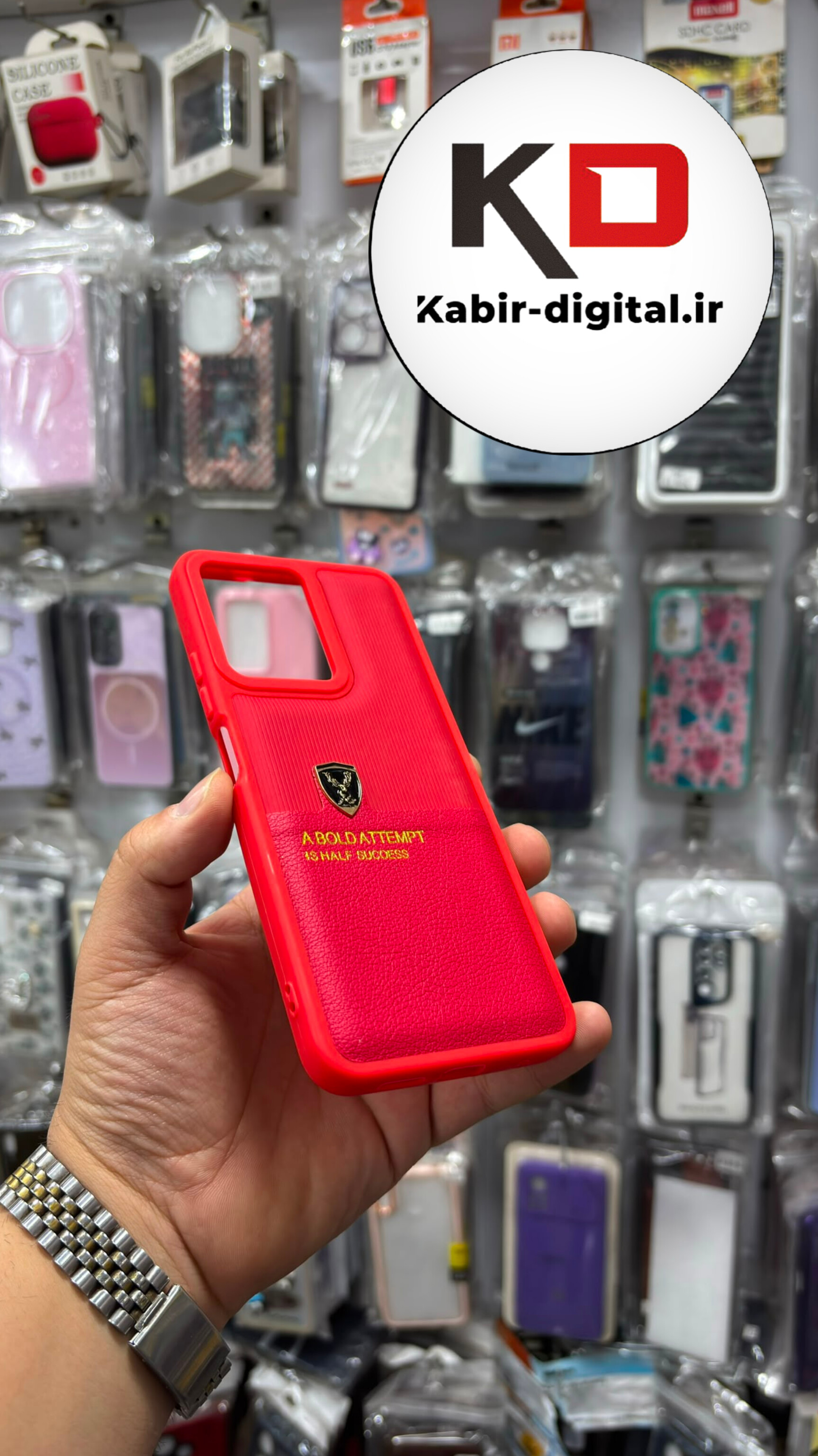 قاب گوشی Redmi Note 12 4G شیائومی اورجینالCANARY NEW CASE طرح چرمی دوخت دار دو رنگ لنز کرومی متال قرمز