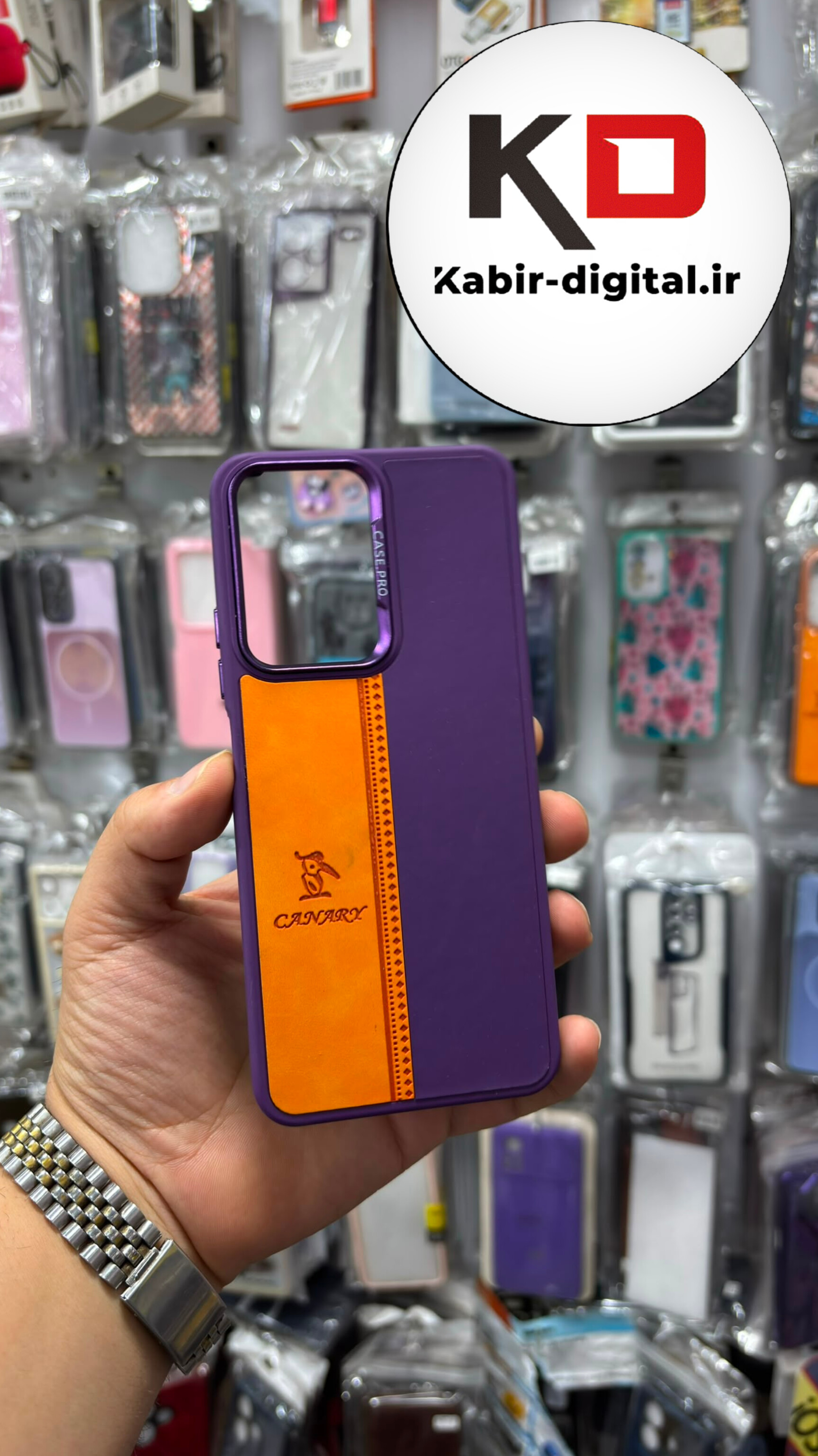 قاب گوشی Redmi Note 12 4G شیائومی اورجینالCANARY NEW CASE طرح چرمی دوخت دار دو رنگ لنز کرومی متال بنفش