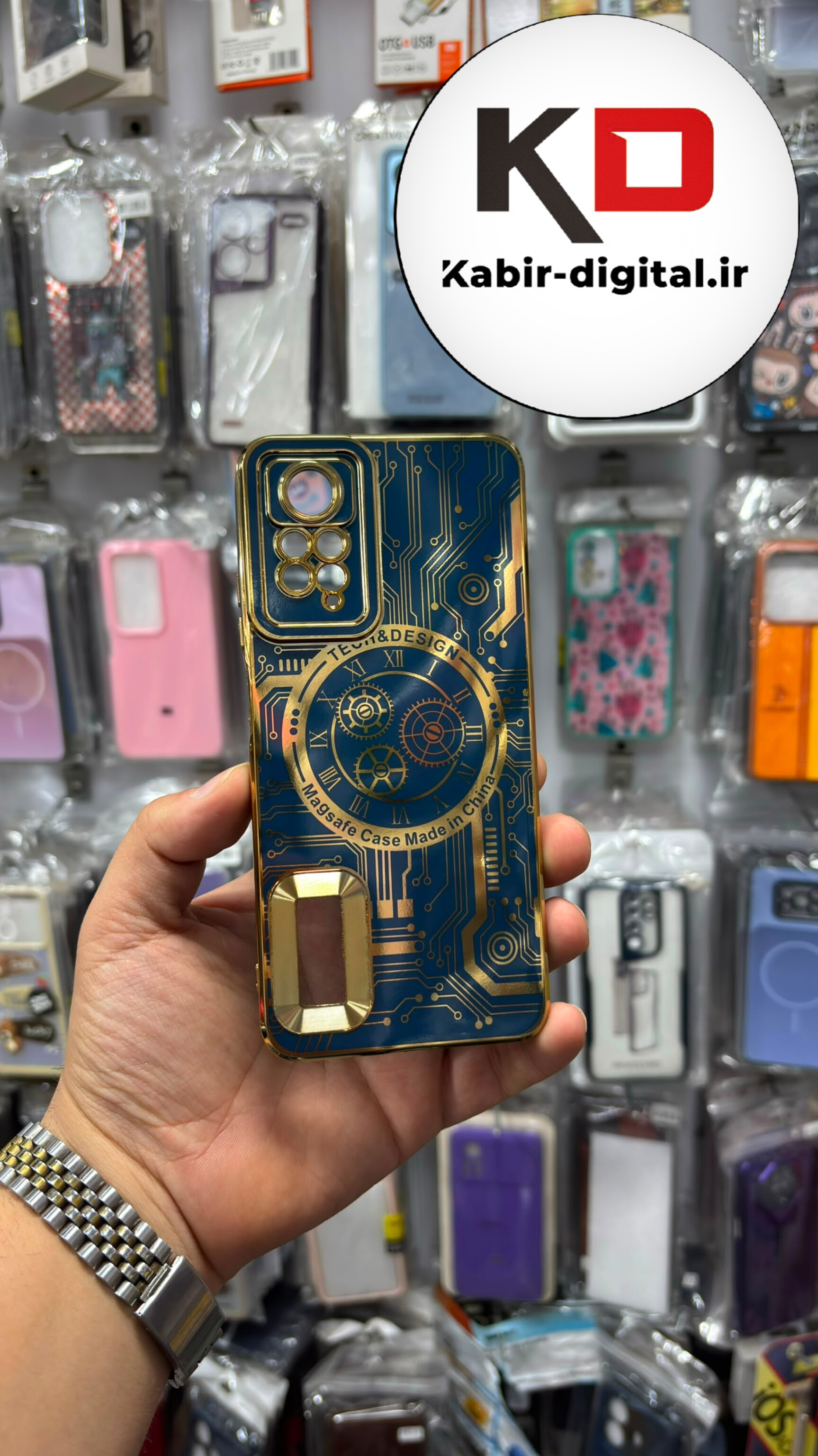 قاب گوشی Redmi Note 11 Pro 4G / Note 12 Pro 4G شیائومی طرح مای کیس MY CASE ژله ای مگ سیف محافظ لنز دار طرح تکنولوژی رنگ سرمه ایی طلایی