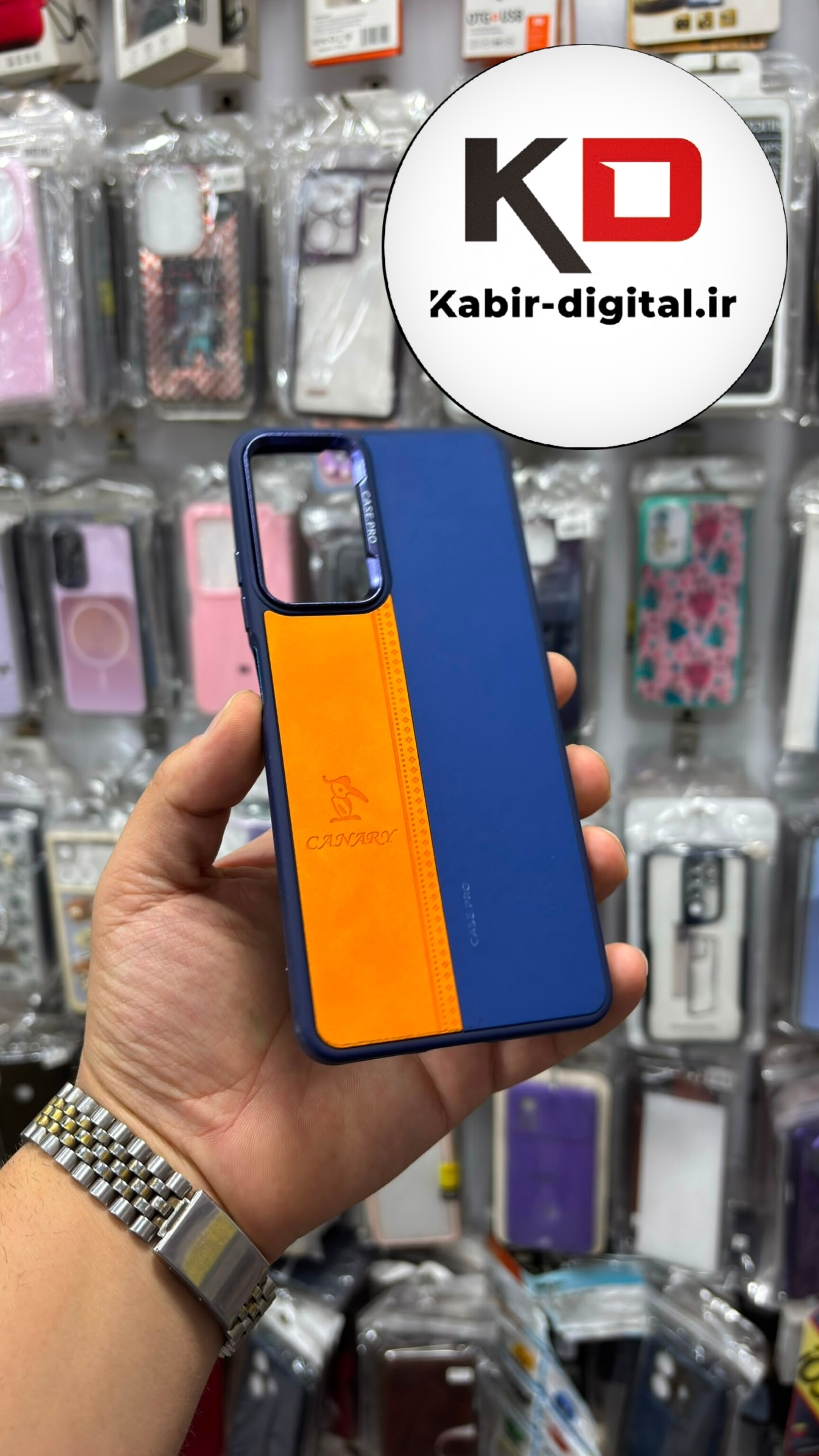 قاب گوشی Redmi Note 11 Pro 4G / Note 12 Pro 4G شیائومی اورجینالCANARY NEW CASE طرح چرمی دوخت دار دو رنگ لنز کرومی متال آبی