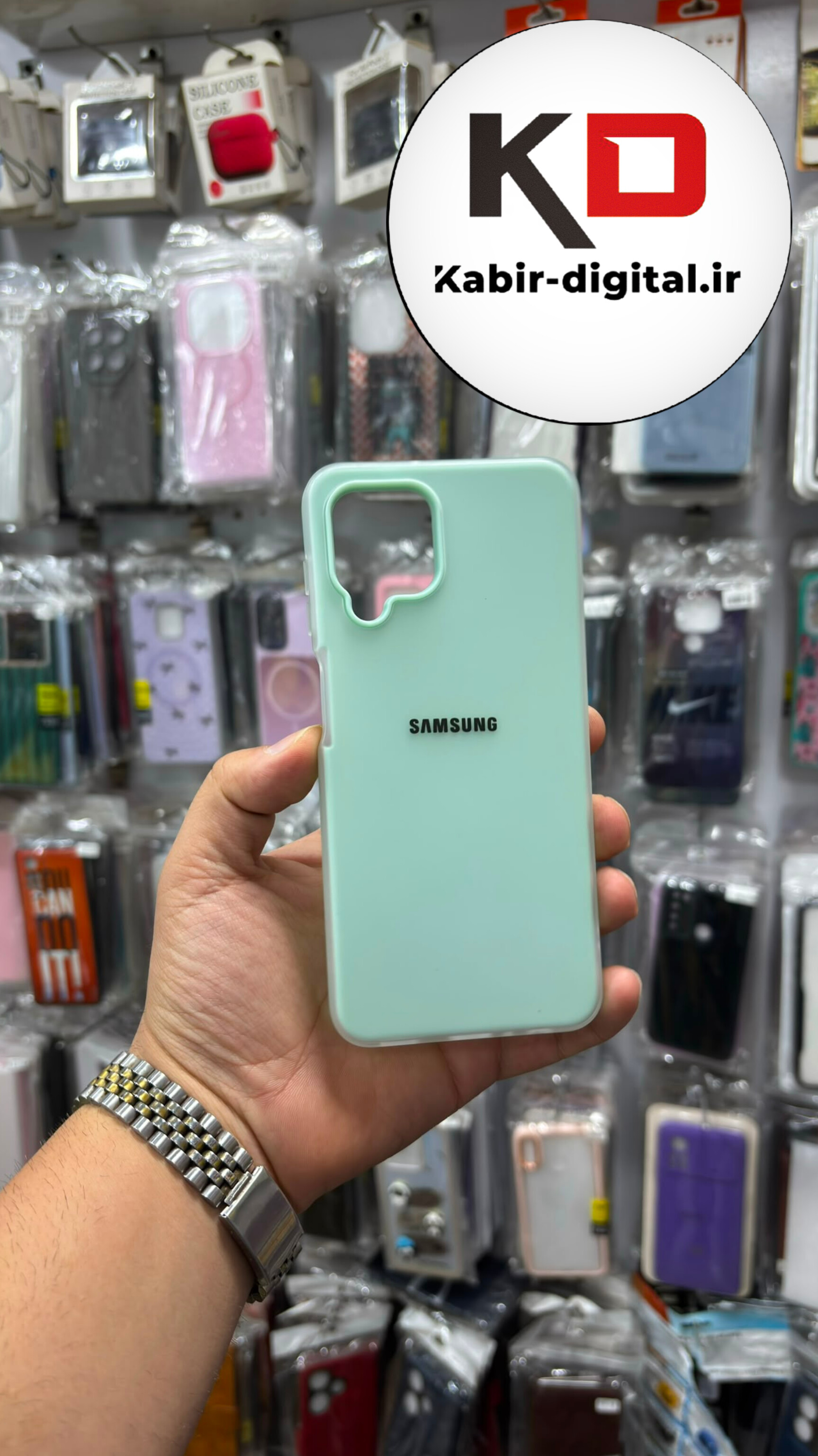قاب گوشی Galaxy A22 4 G / M32 سامسونگ Pastel Case پاستلی لوگو دار ضد ضربه لنز برجسته سبزآبی