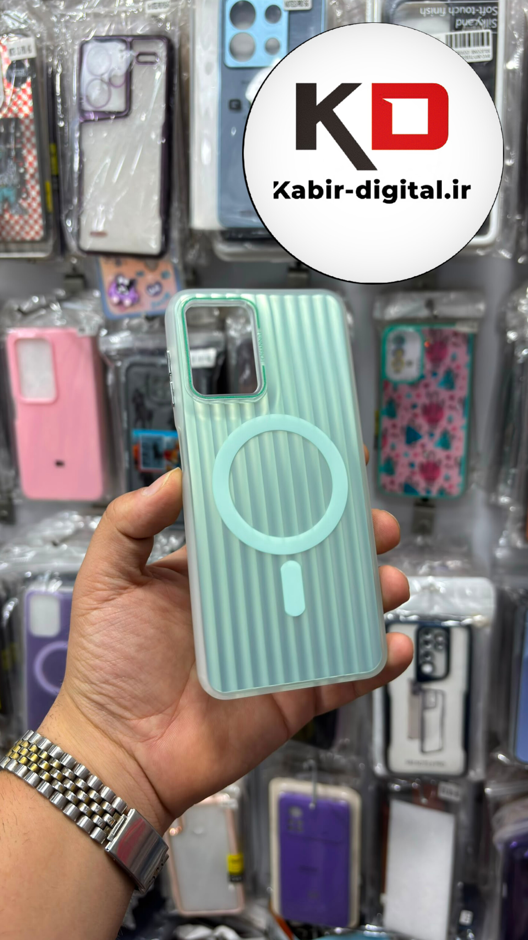 قاب گوشی Galaxy A22 4 G / M32 سامسونگ اورجینال SO COOL سوکول لنز کرومی براق طرح مگ سیف کرکره ای سبز