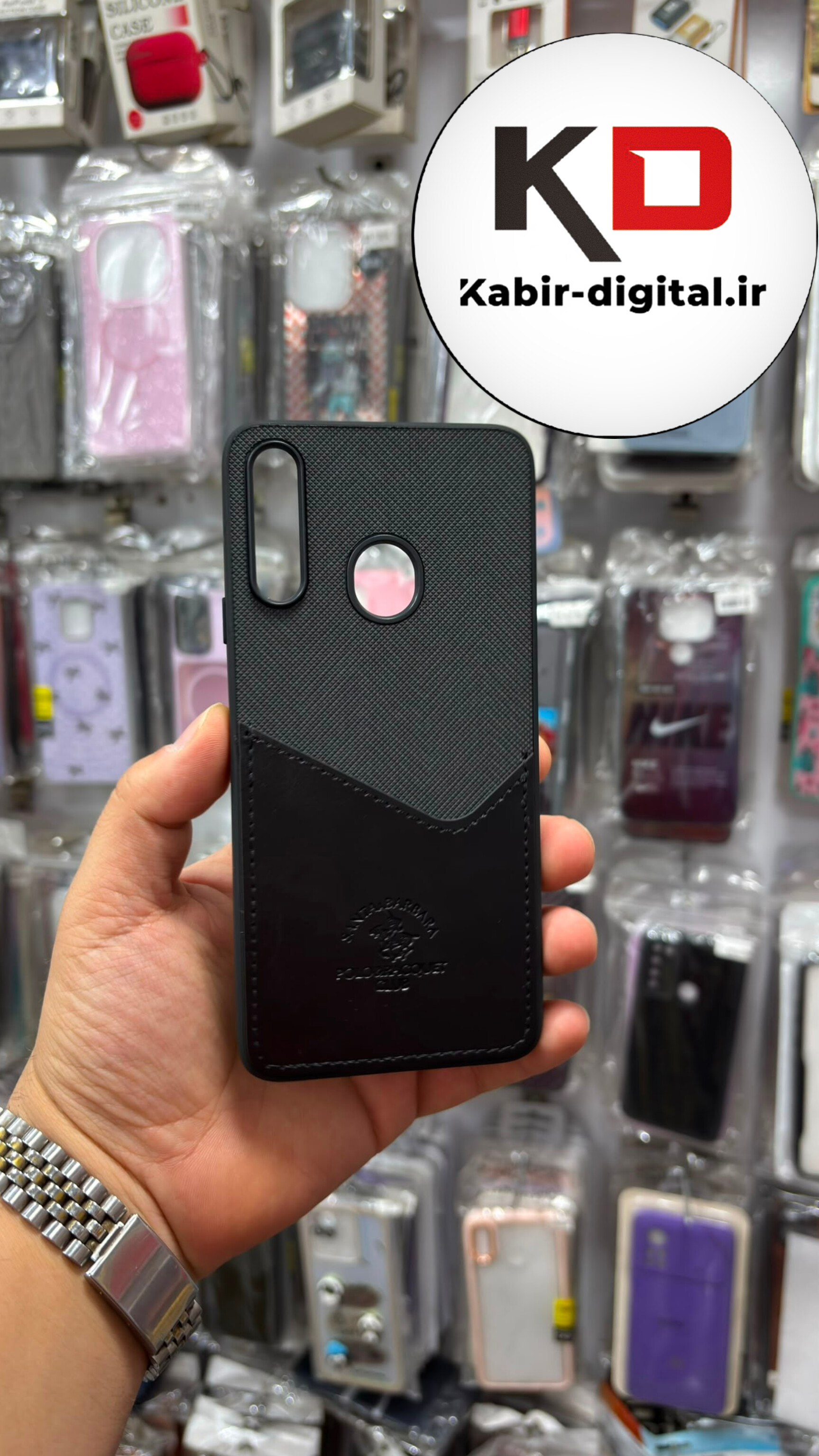 قاب گوشی Galaxy A20s سامسونگ  طرح دو تیکه مخمل چرمی کلاسیک HARD چرمی پولو PULO جاکارتی دار چرمی مشکی