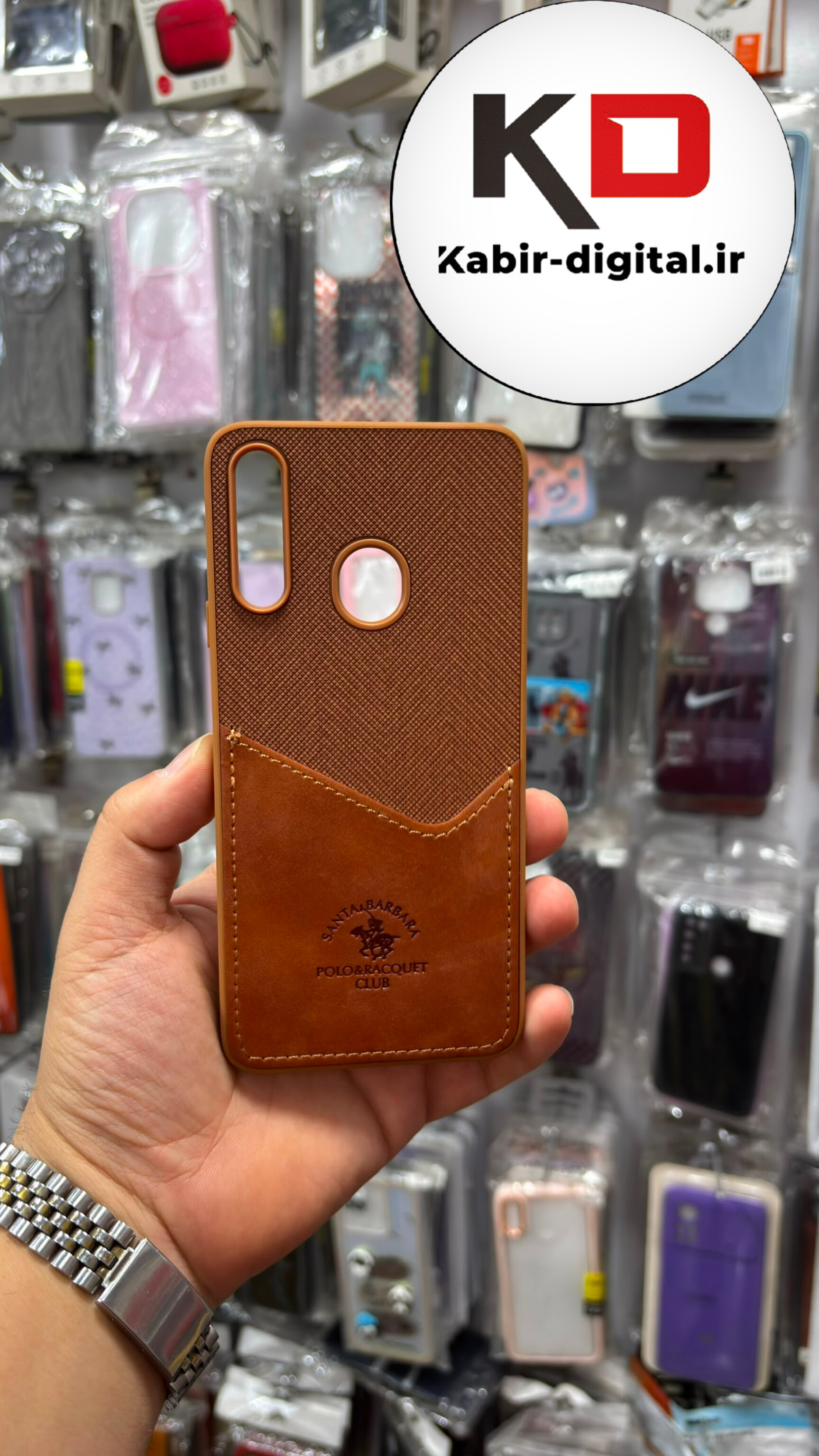قاب گوشی Galaxy A20s سامسونگ  طرح دو تیکه مخمل چرمی کلاسیک HARD چرمی پولو PULO جاکارتی دار چرمی قهوه ایی