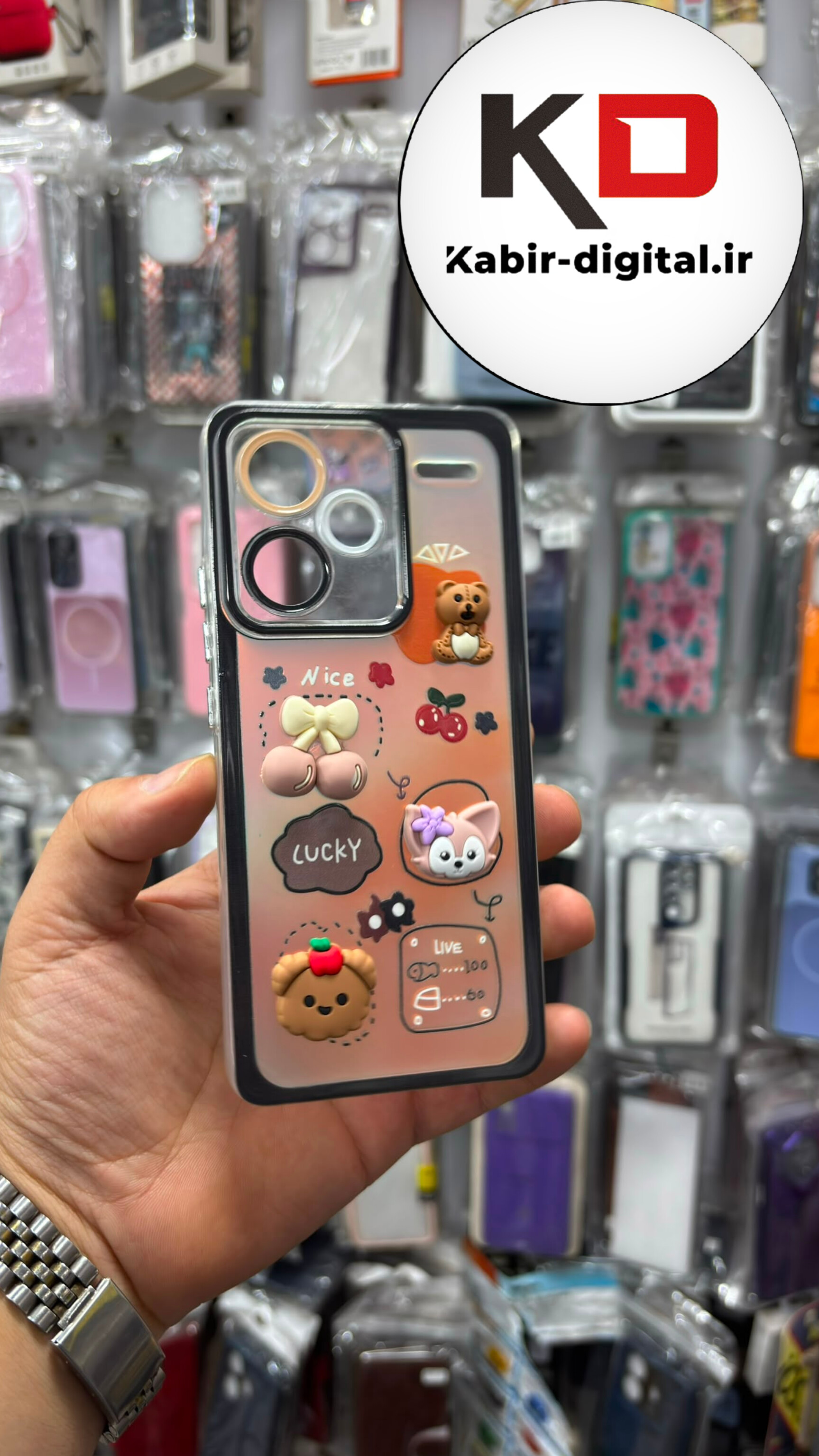 قاب گوشی Redmi Note 13 Pro Plus شیائومی  طرح عروسکی سه بعدی شفاف TPU کپسولی محافظ لنز دار مشکی