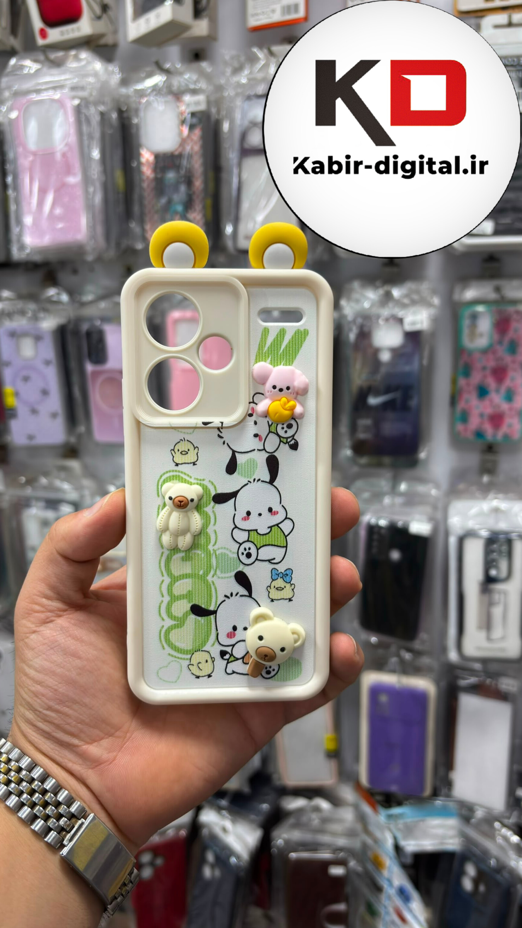 قاب گوشی Redmi Note 13 Pro Plus شیائومی سیلیکونی Solid Case عروسکی برجسته سه بعدی شیری